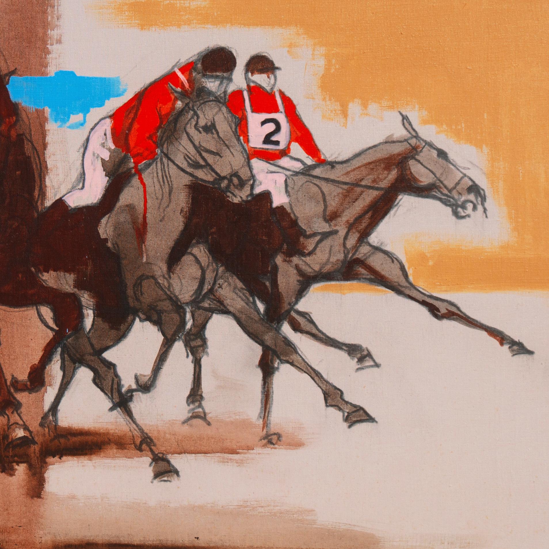 'Steeplechase, Los Altos Hunt', St. Martin's School, Carmel, PAFA, ASL, NAD, CAA - Brown Figurative Painting by Frank Ashley