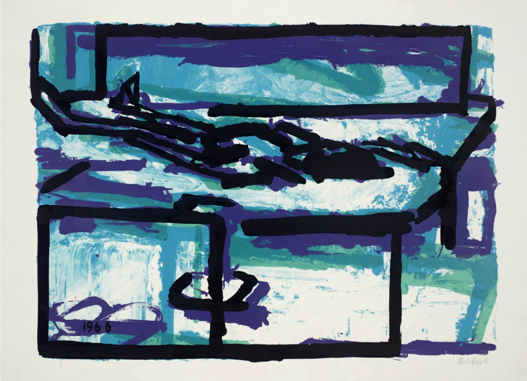 Frank Auerbach Abstract Print - Reclining Figure 1