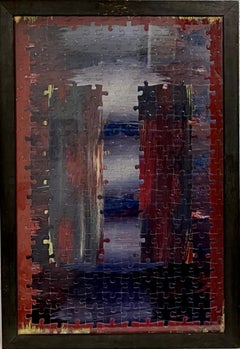 Deutsche Mixed Media- Puzzle-Kunst Zeitgenössisches abstraktes Gemälde Frank Aumueller