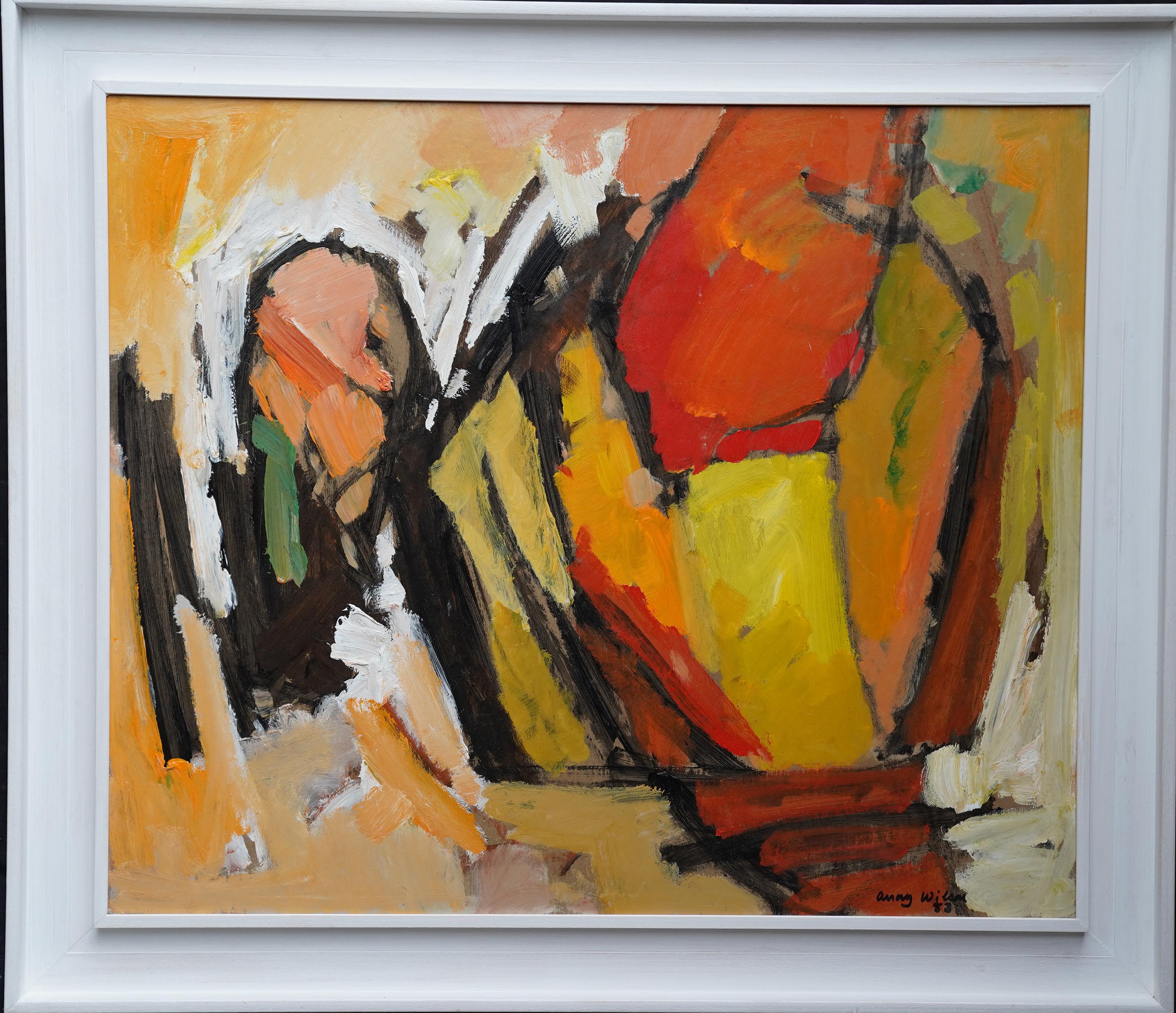 Frank Avray Wilson  Abstract Painting - Abstract '83 - Orange Yellow - British 20th century Action art oil painting