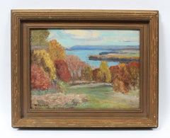 Antique American Impressionist Fall Landscape Signed Finger Lakes Oil Painting