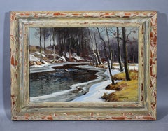 Antique American Impressionist Winter Landscape Signed Finger Lakes Oil Painting