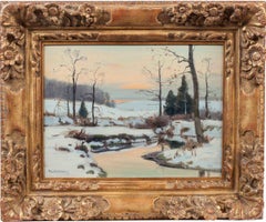 Winter Landscape, Snow Scene by Tonalist, Frank Barney (1862-1954, American)