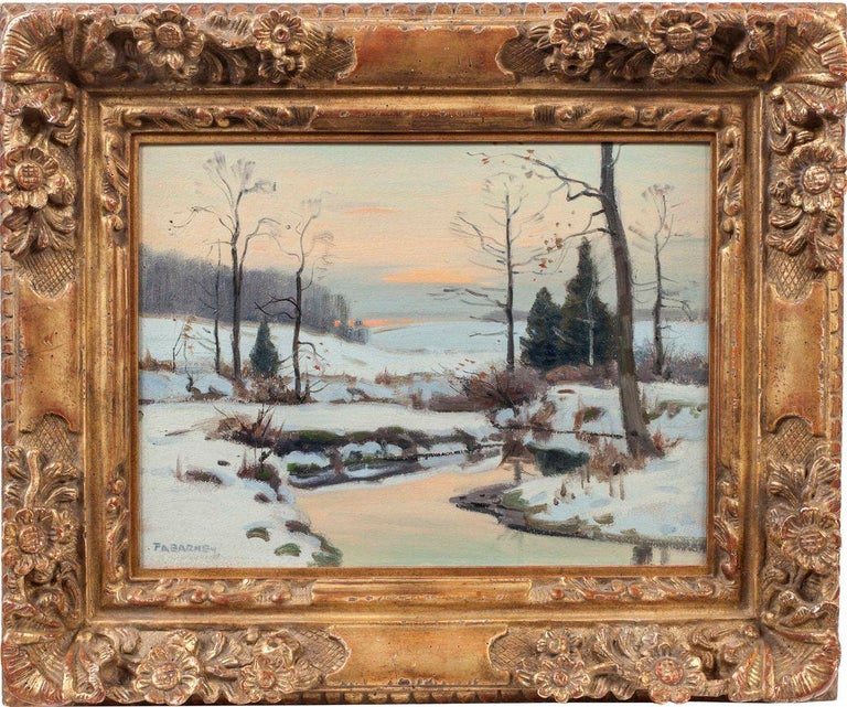 Frank Barney - Winter Landscape, Snow Scene by Tonalist, Frank Barney ...