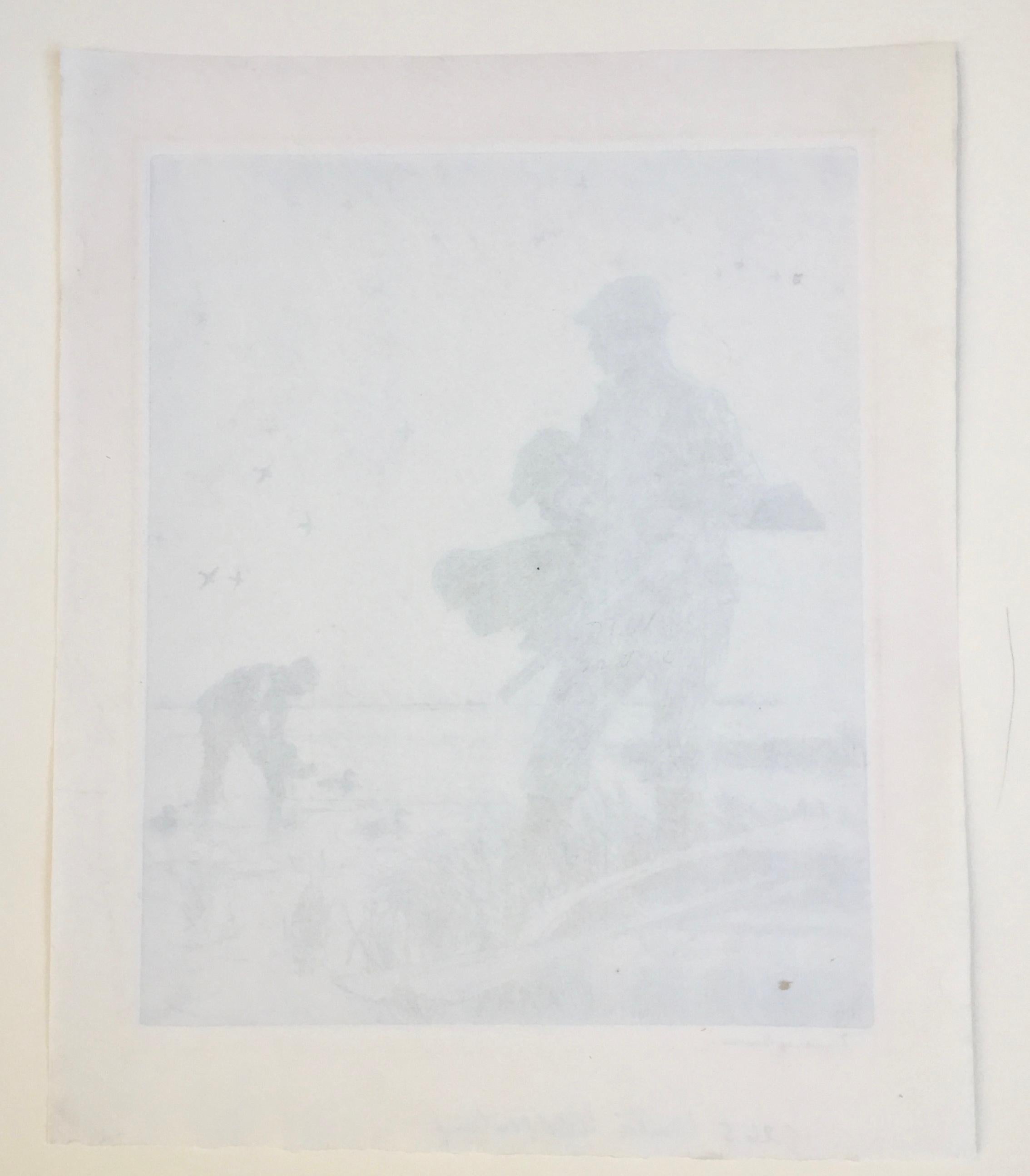 WINTER WILDFOWLING - Gray Figurative Print by Frank Benson