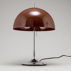 Frank Bentler Deep Red Plastic and Chrome Table Lamp, 1960s