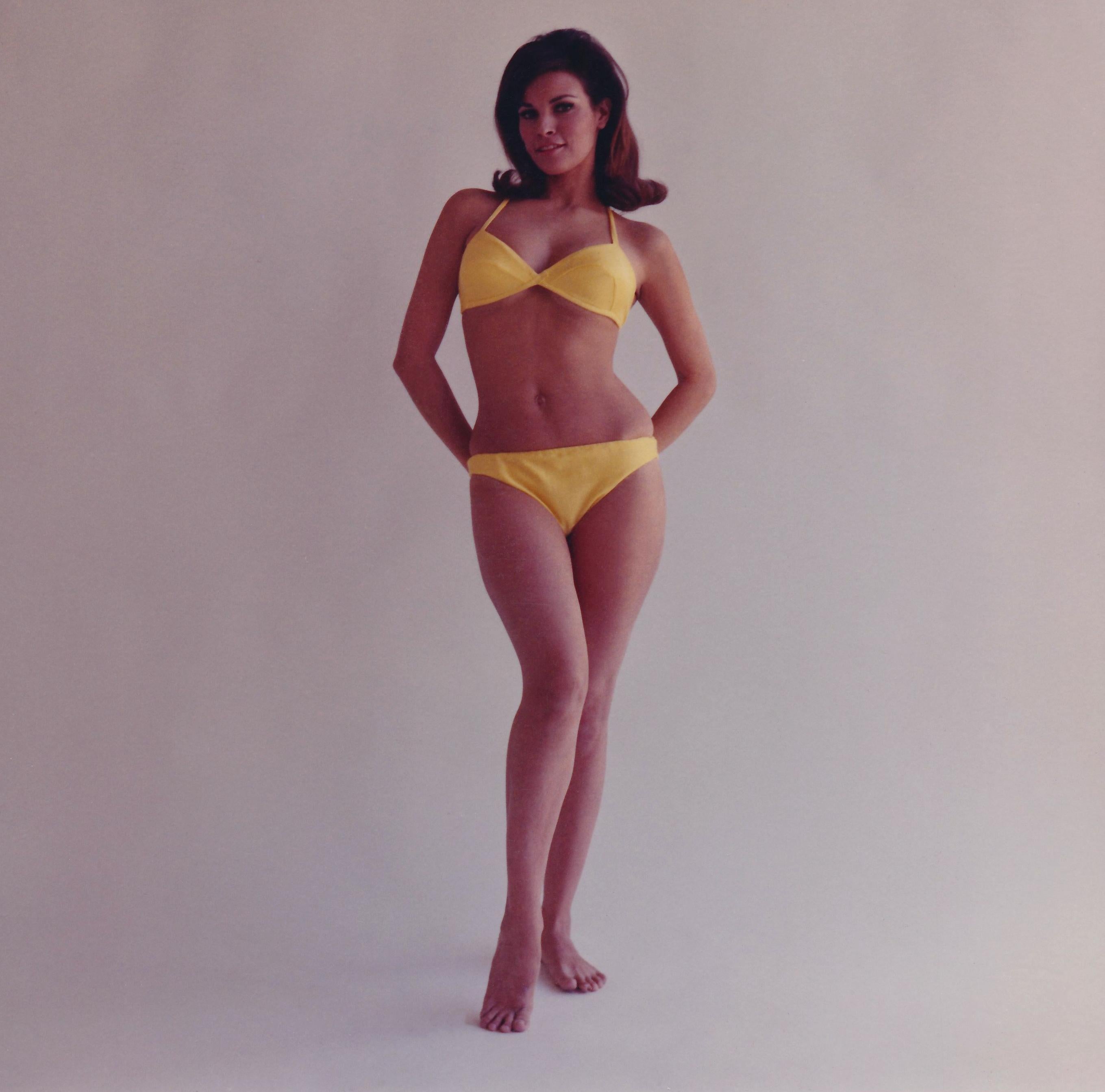 Frank Bez Portrait Photograph - Raquel Welch in Yellow Bikini Globe Photos Fine Art Print