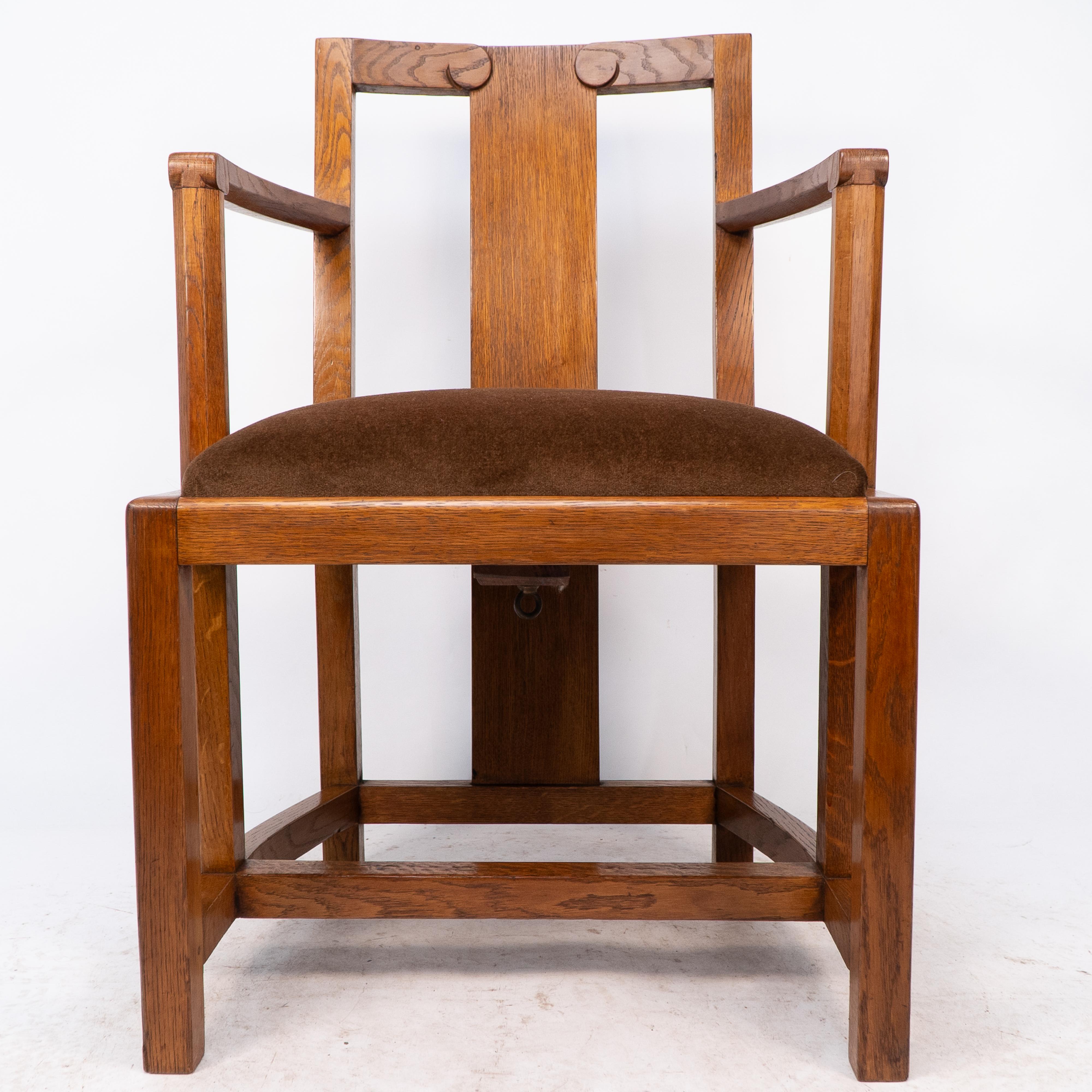 Oak Frank Brangwyn, Armchair for the Canadian Pacific Liner 'SS Empress of Britain' For Sale