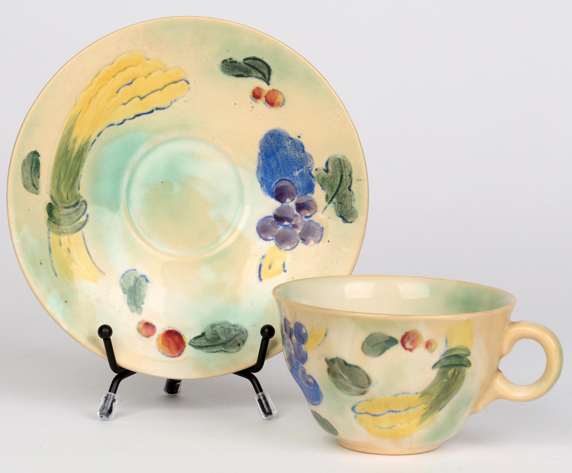 Frank Brangwyn Royal Doulton Art Deco Harvest Pattern Cup & Saucer For Sale 2