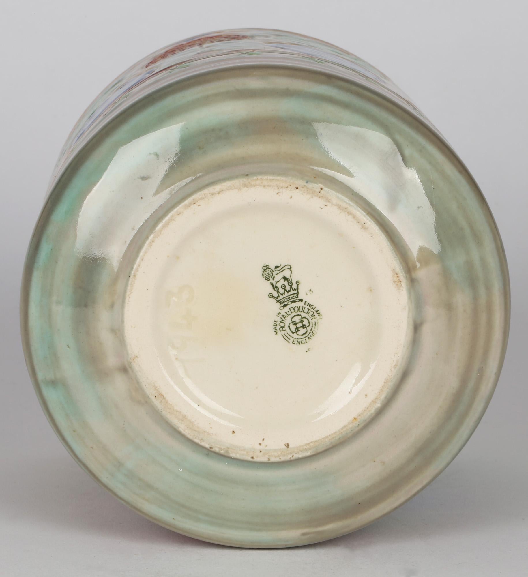 Glazed Frank Brangwyn Royal Doulton Arts & Crafts Leaf And Berry Art Pottery Vase For Sale