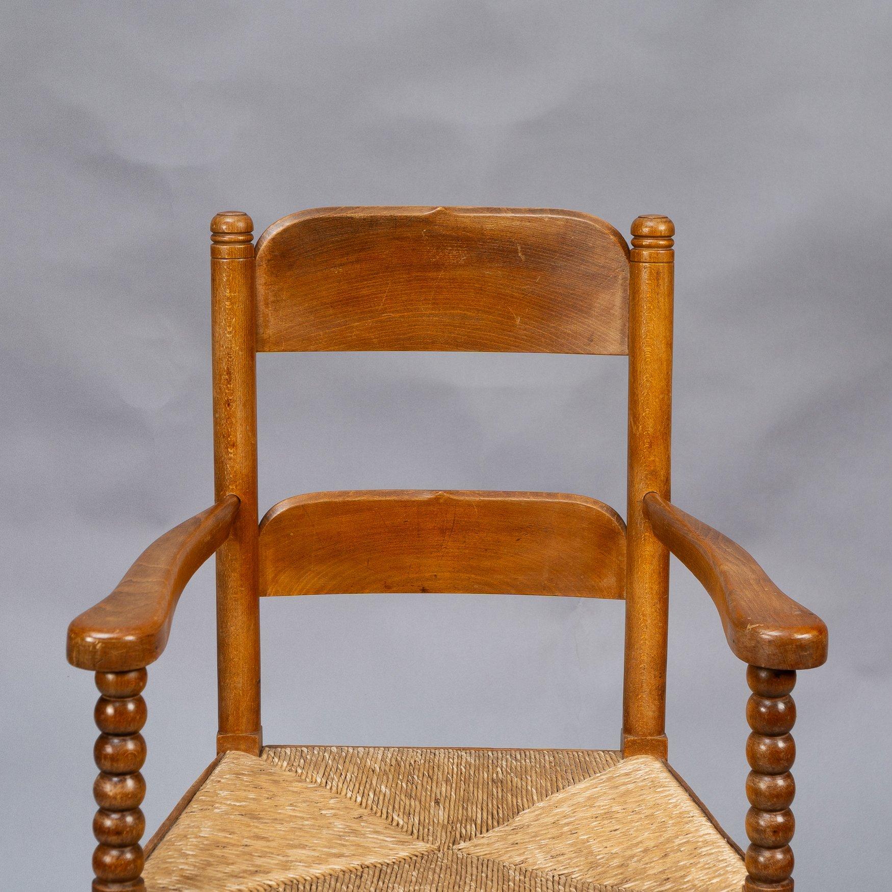 Frank Brangwyn Arts & Crafts Cotswold Style Eichenholzsessel mit Klöppeldrehung im Angebot 4