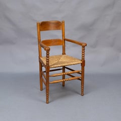 Frank Brangwyn Style Arts & Crafts Bobbin-Turned Cotswold Style Oak Armchair