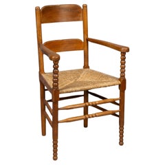 Frank Brangwyn Arts & Crafts Cotswold Style Eichenholzsessel mit Klöppeldrehung