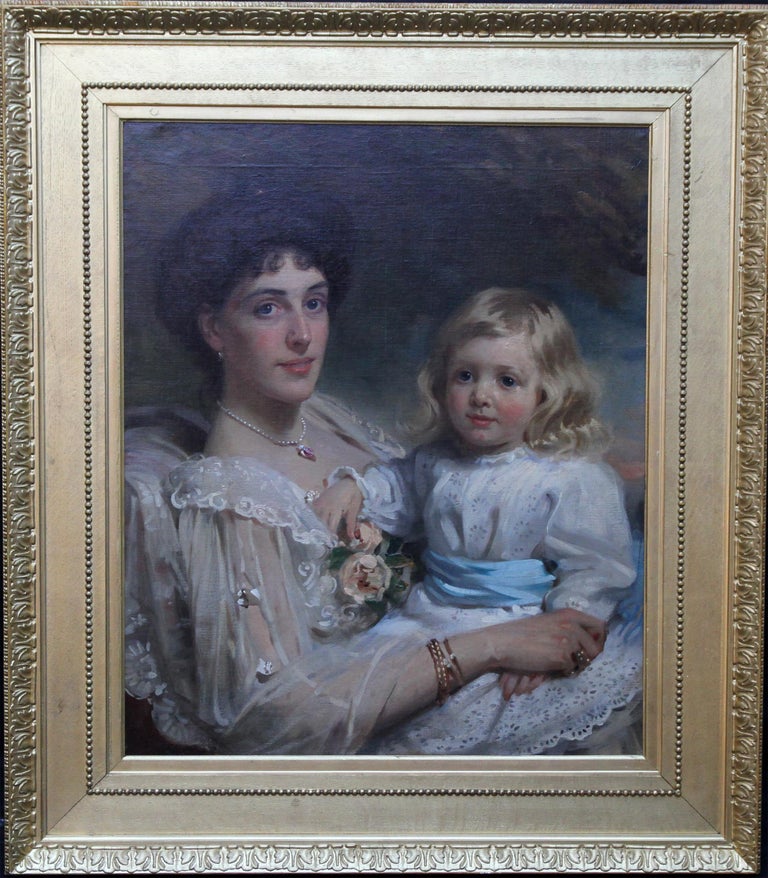 Frank Brooks Portrait Of Mother And Son British Art 1901 Oil