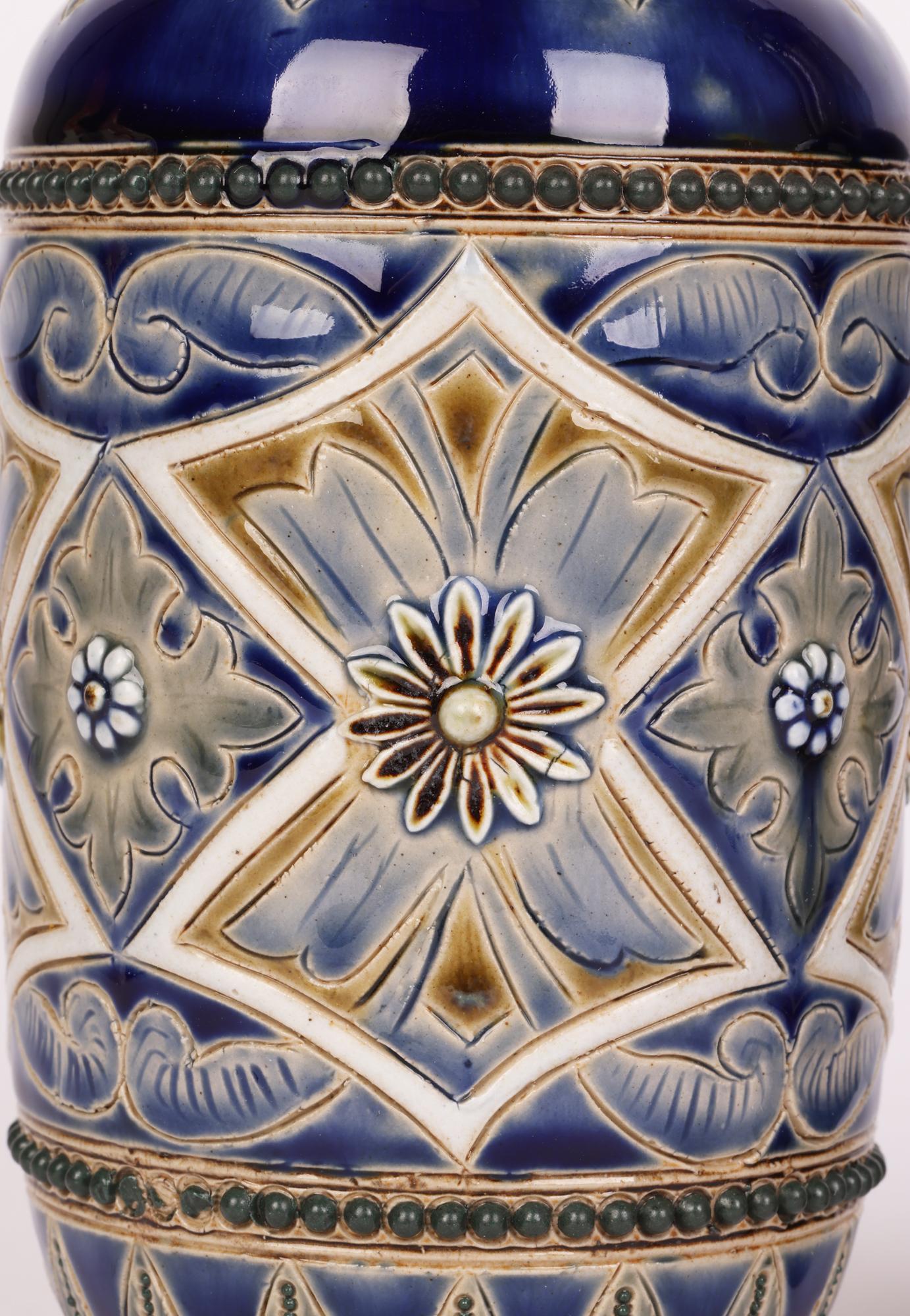 Frank Butler Doulton Lambeth Aesthetic Movement Pair Art Pottery Vases 1882 5
