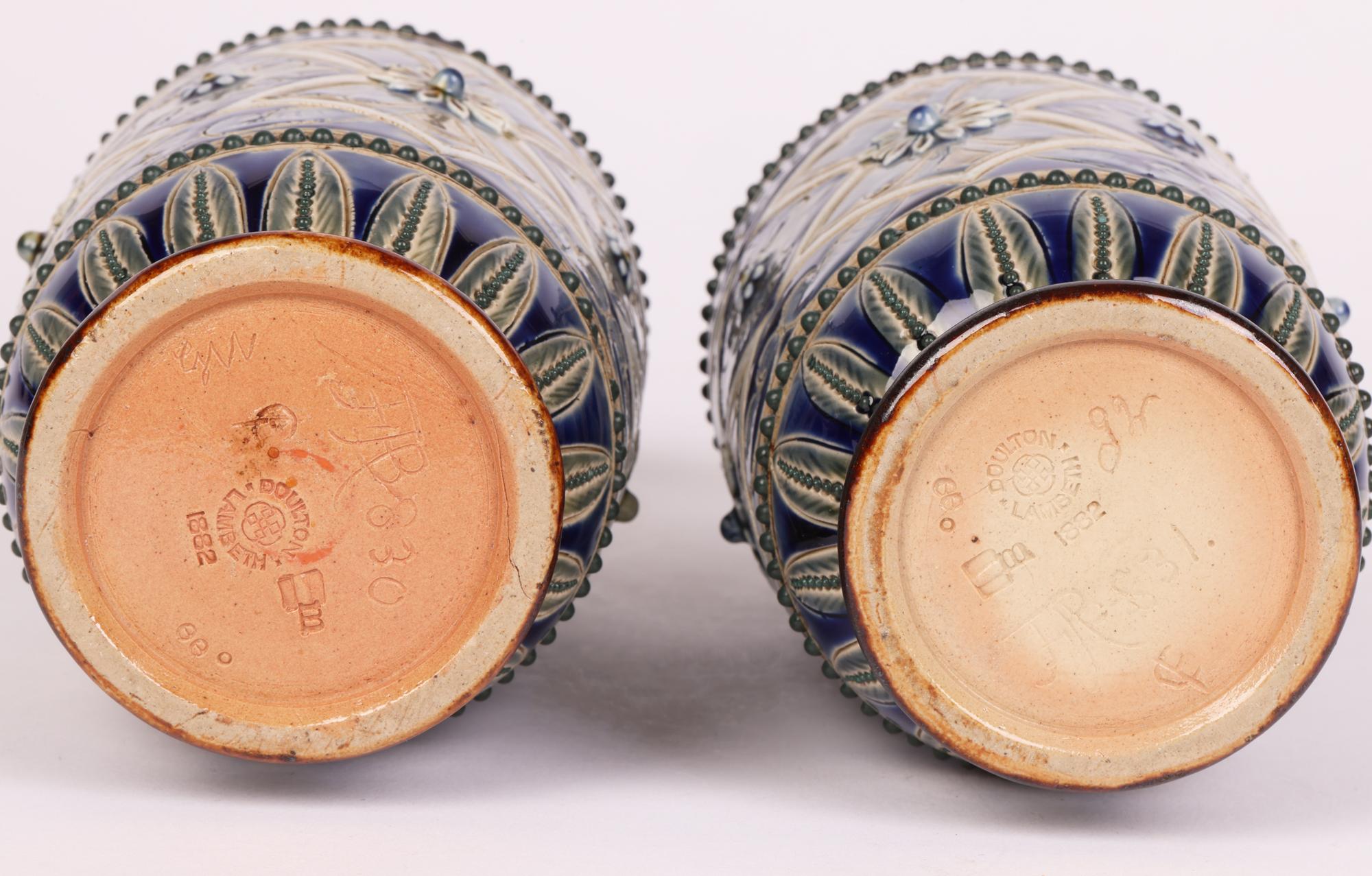 Frank Butler Doulton Lambeth Aesthetic Movement Pair Art Pottery Vases 1882 6