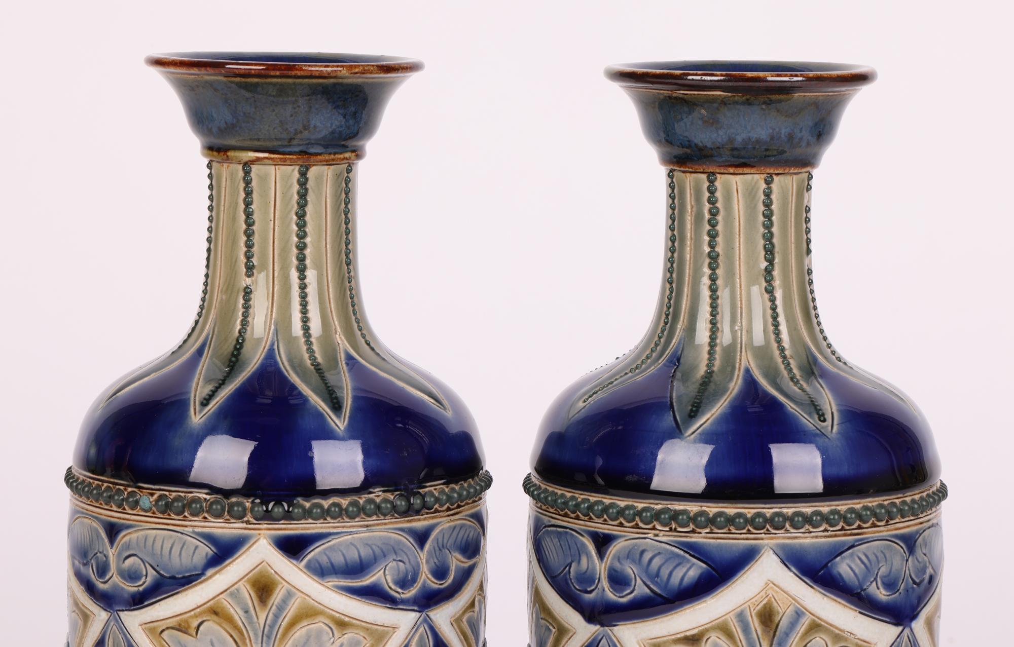 Frank Butler Doulton Lambeth Aesthetic Movement Pair Art Pottery Vases 1882 10