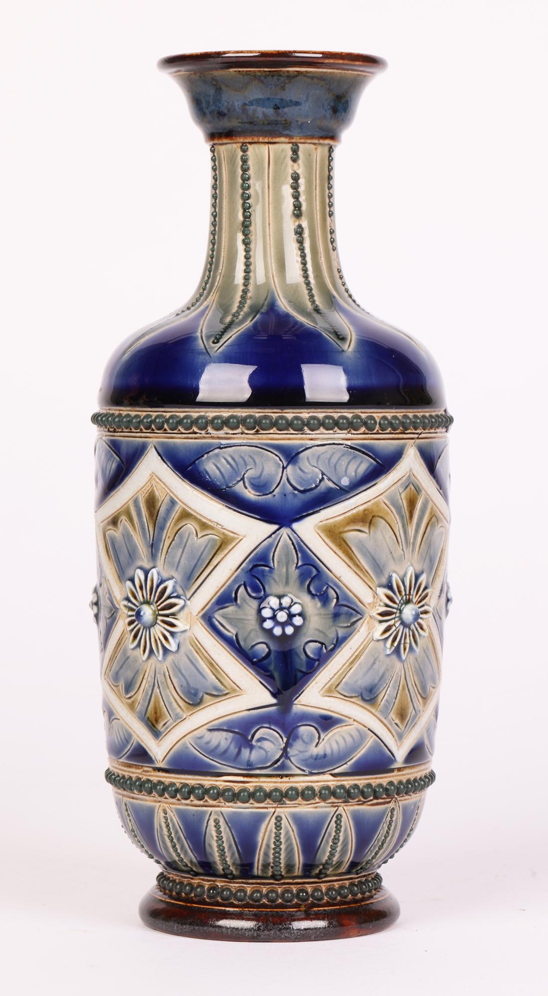 Stoneware Frank Butler Doulton Lambeth Aesthetic Movement Pair Art Pottery Vases 1882