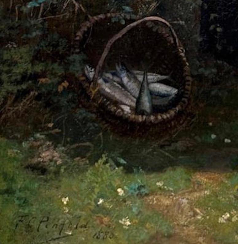 A.I.C. Penfold
New York - Francia, 1849-1927
Aspettando Lui
1880
Olio su tela
31 5/8 x 22 pollici (80,3 x 55,9 cm)
Con cornice: 41 x 31 pollici (104,1 x 78,7 cm)
Firmato e datato in basso a sinistra: F C Penfold 1880
Provenienza:
Collezione privata,