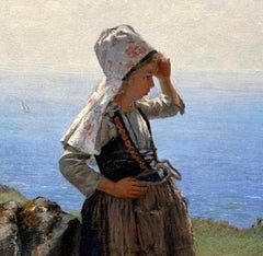 Waiting for Him, 19th Century, French-American signed canvas oil