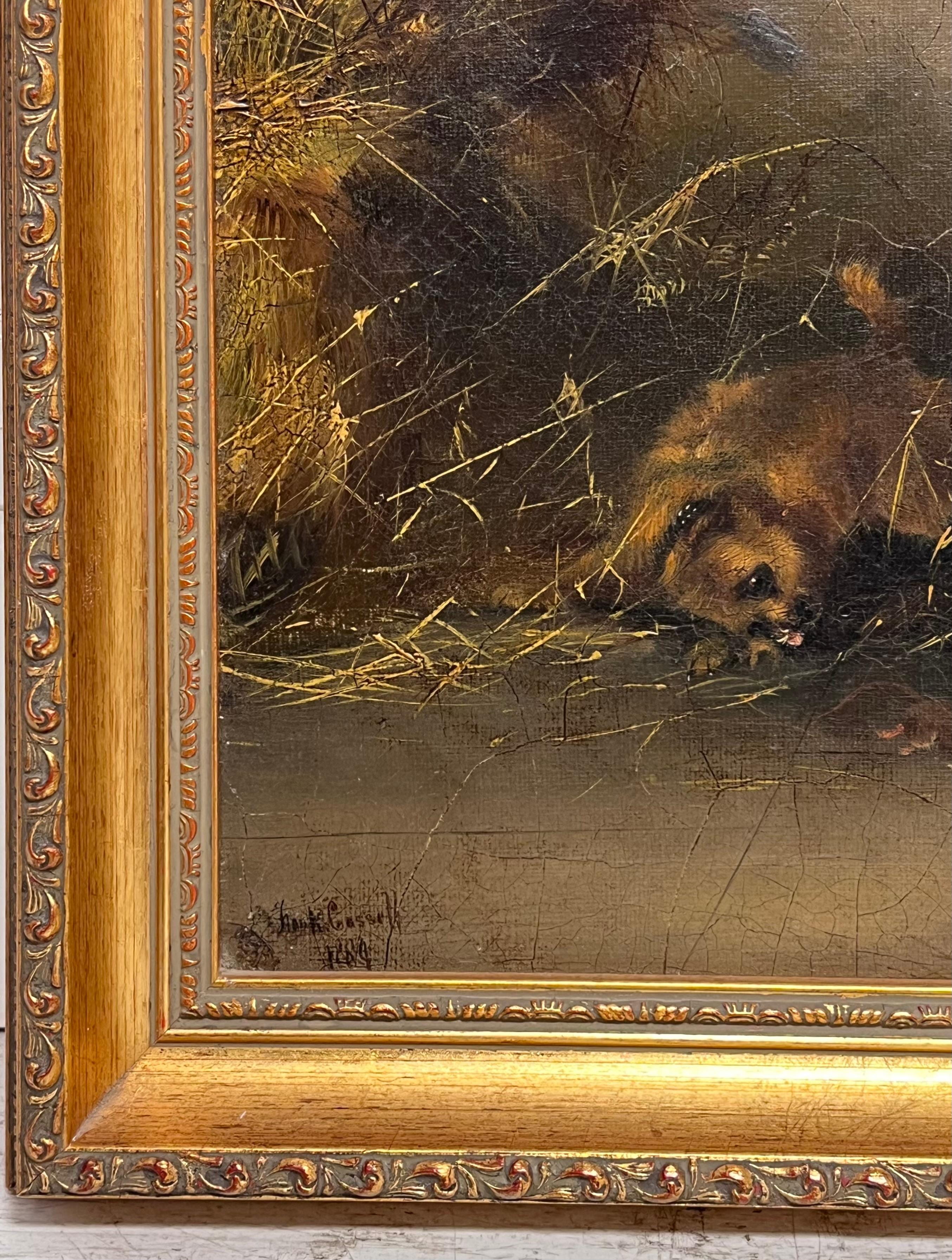Terrier rasseln in der Scheune
von Frank Cassell (Brite 1862-1908)
signiert und datiert 1889
Öl auf Leinwand, gerahmt
Gerahmt: 14,75 x 19,75 Zoll
Leinwand : 12 x 16 Zoll
Provenienz: Privatsammlung, England
Condit: sehr guter Zustand

Für weitere