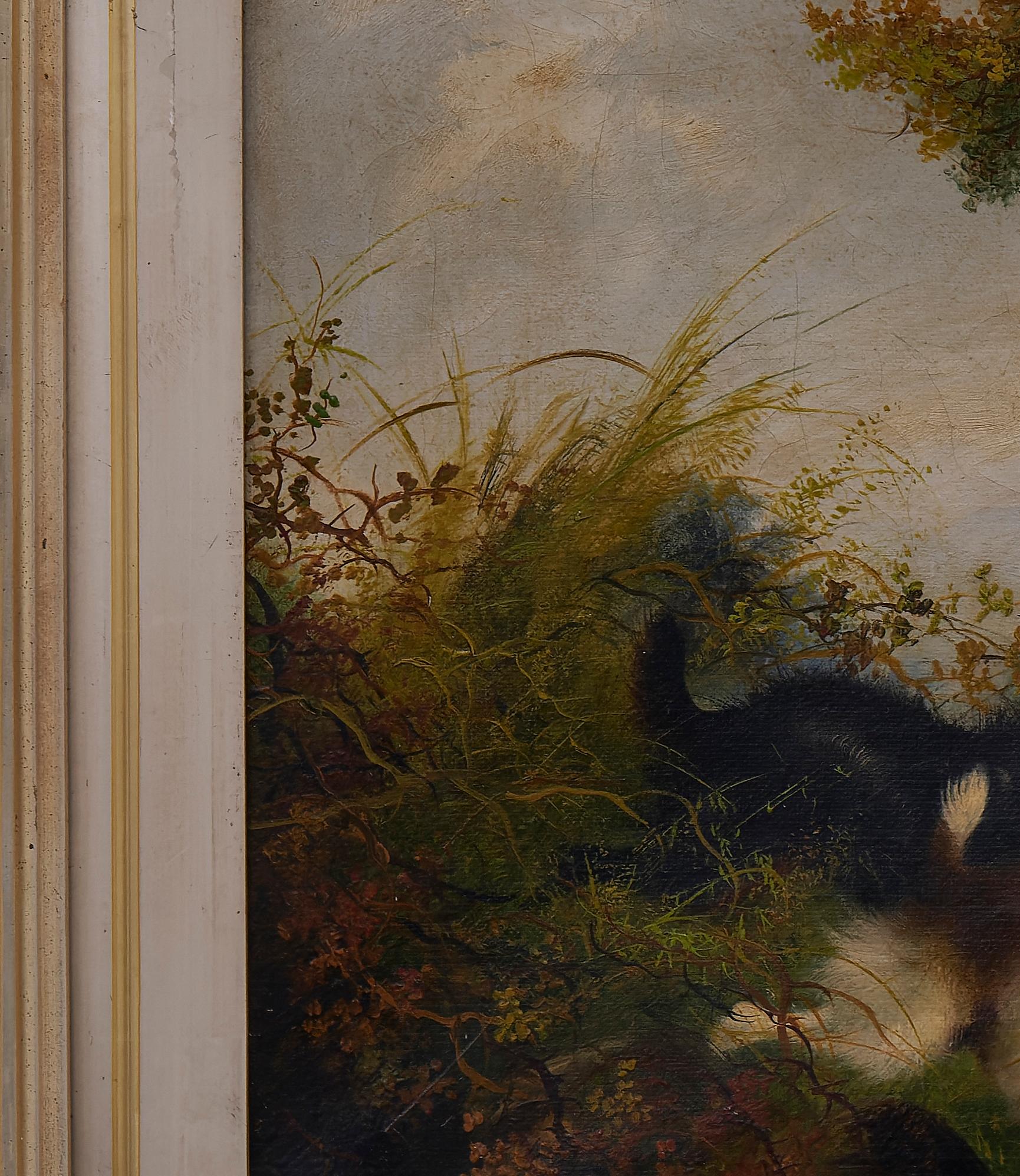 Frank Cassell Paesaggio boschivo della fine del XIX secolo con terrier a caccia in vendita 4