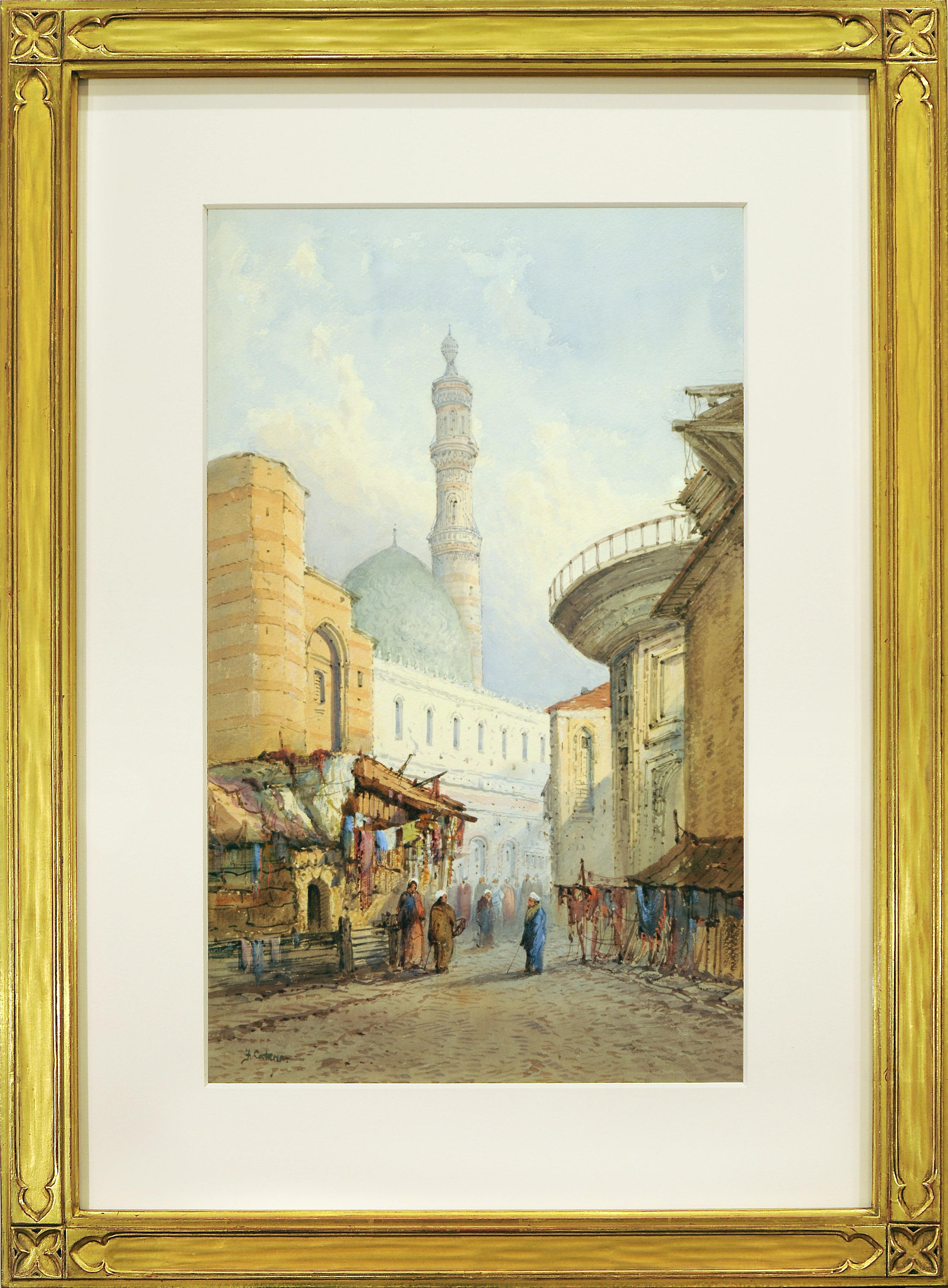 Figurative Painting Frank Catano - Scène de rue au Caire, Égypte