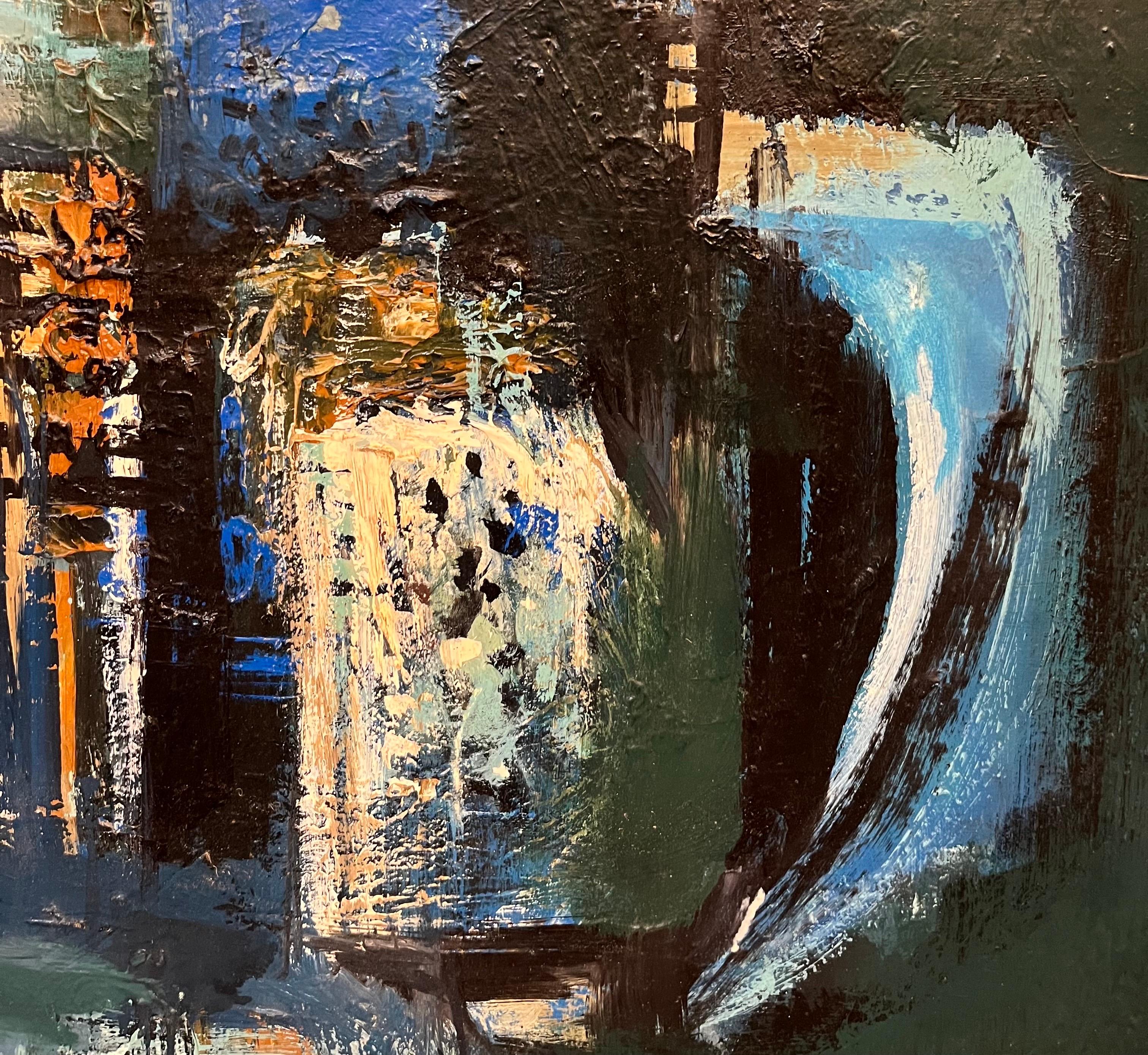 Gran jarrón azul de Frank Chabry - Óleo sobre lienzo 65,5x54,5 cm en venta 4