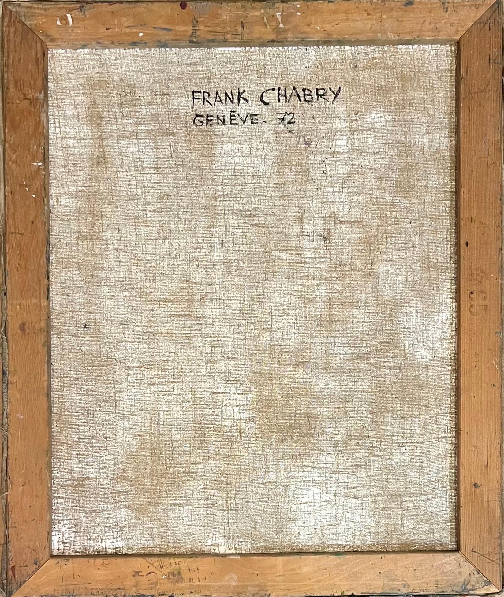 Gran jarrón azul de Frank Chabry - Óleo sobre lienzo 65,5x54,5 cm en venta 6