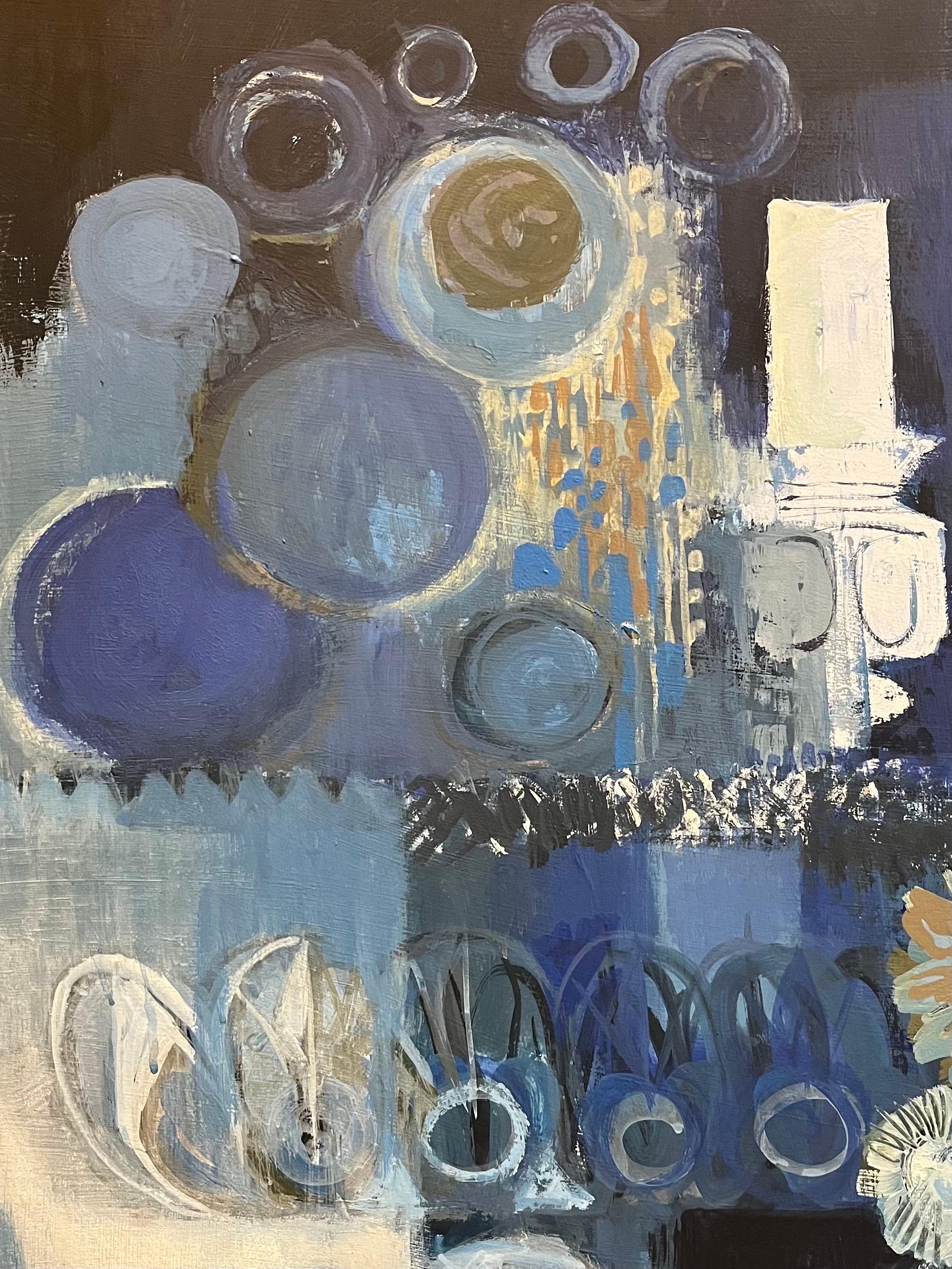 Blaues Stillleben von Frank Chabry - Öl auf Leinwand/Papier 116x143 cm im Angebot 2
