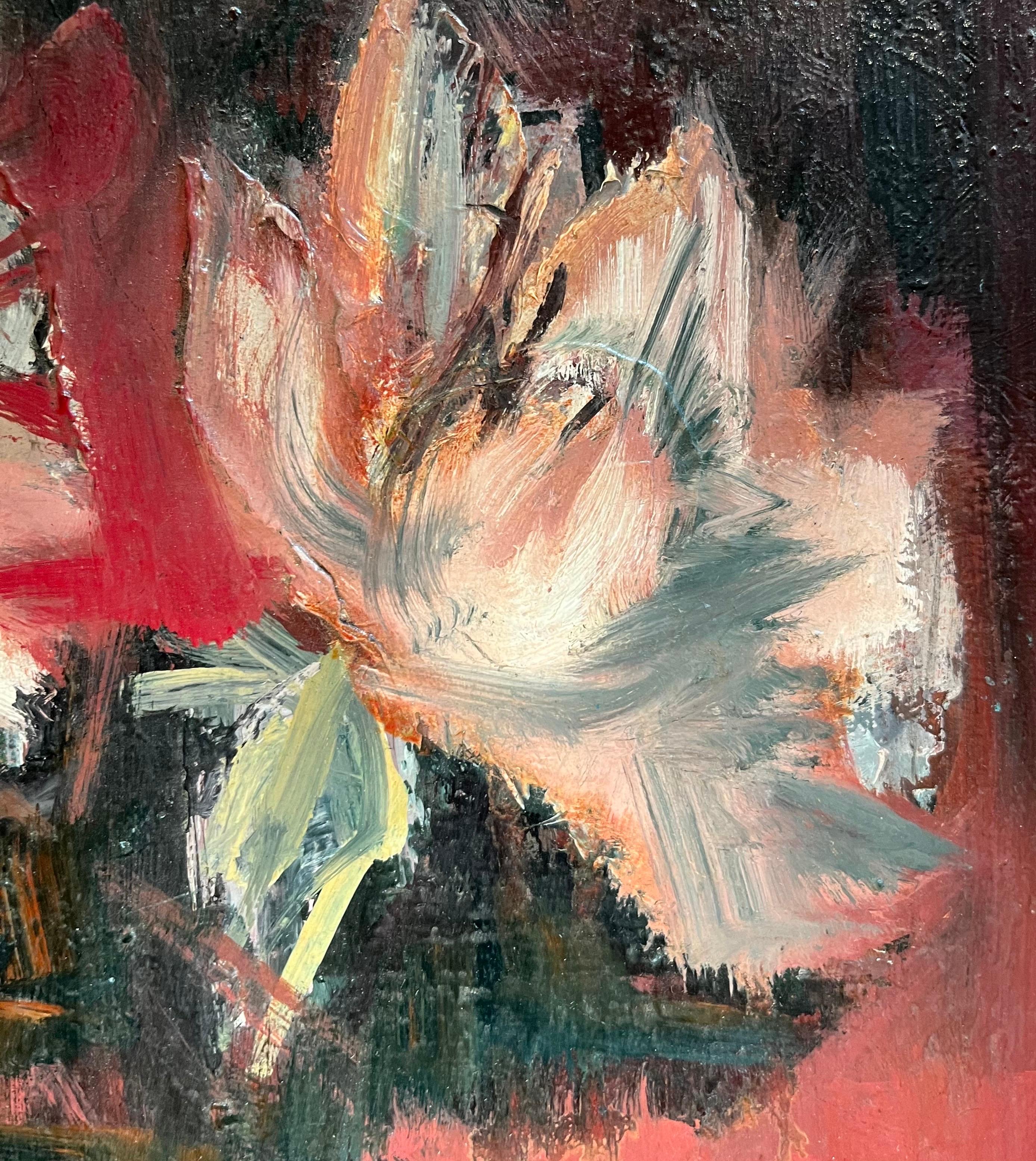 Flores en un vaso de Frank Chabry - Óleo sobre lienzo - 46x38 cm en venta 3