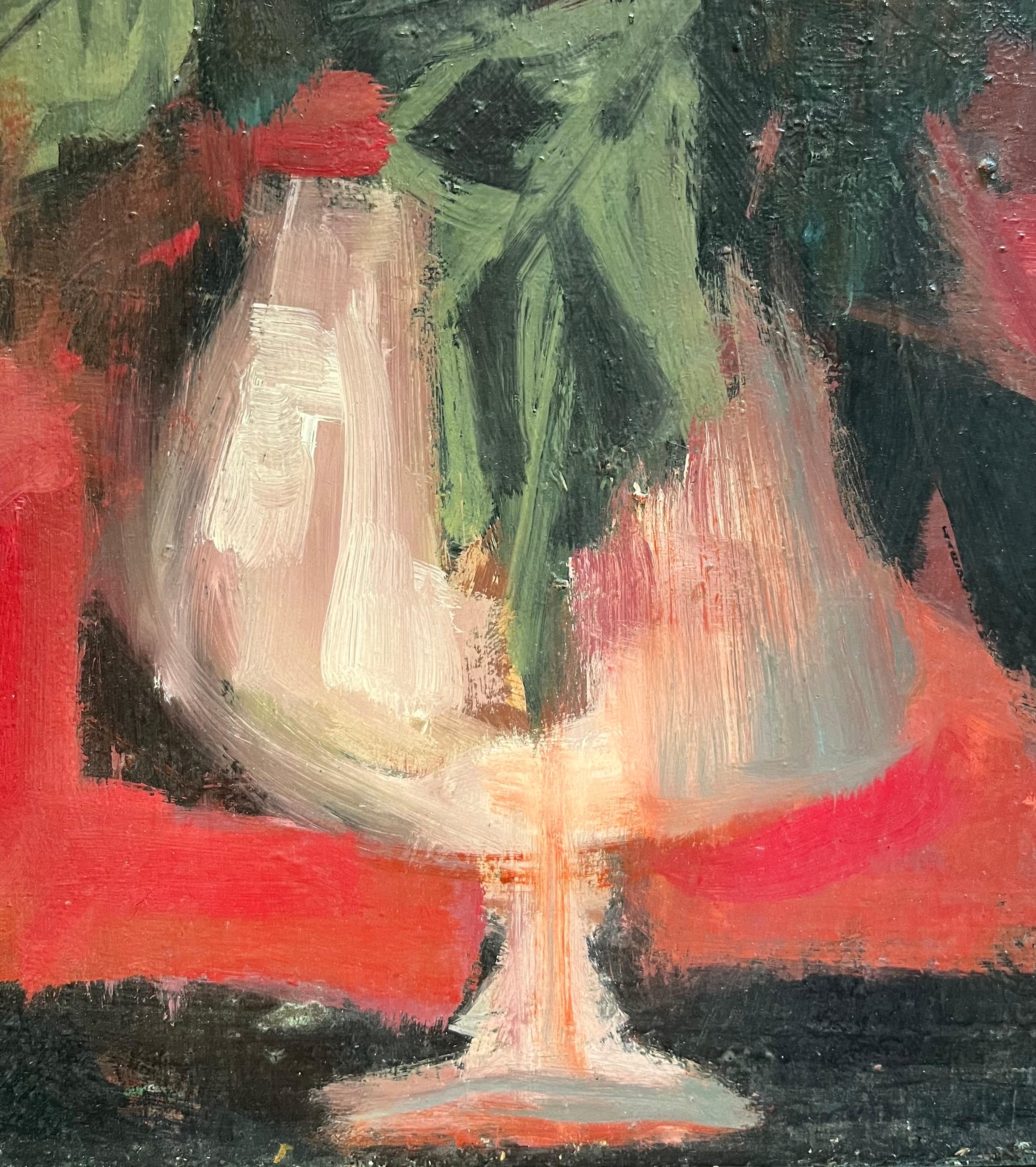 Flores en un vaso de Frank Chabry - Óleo sobre lienzo - 46x38 cm en venta 4