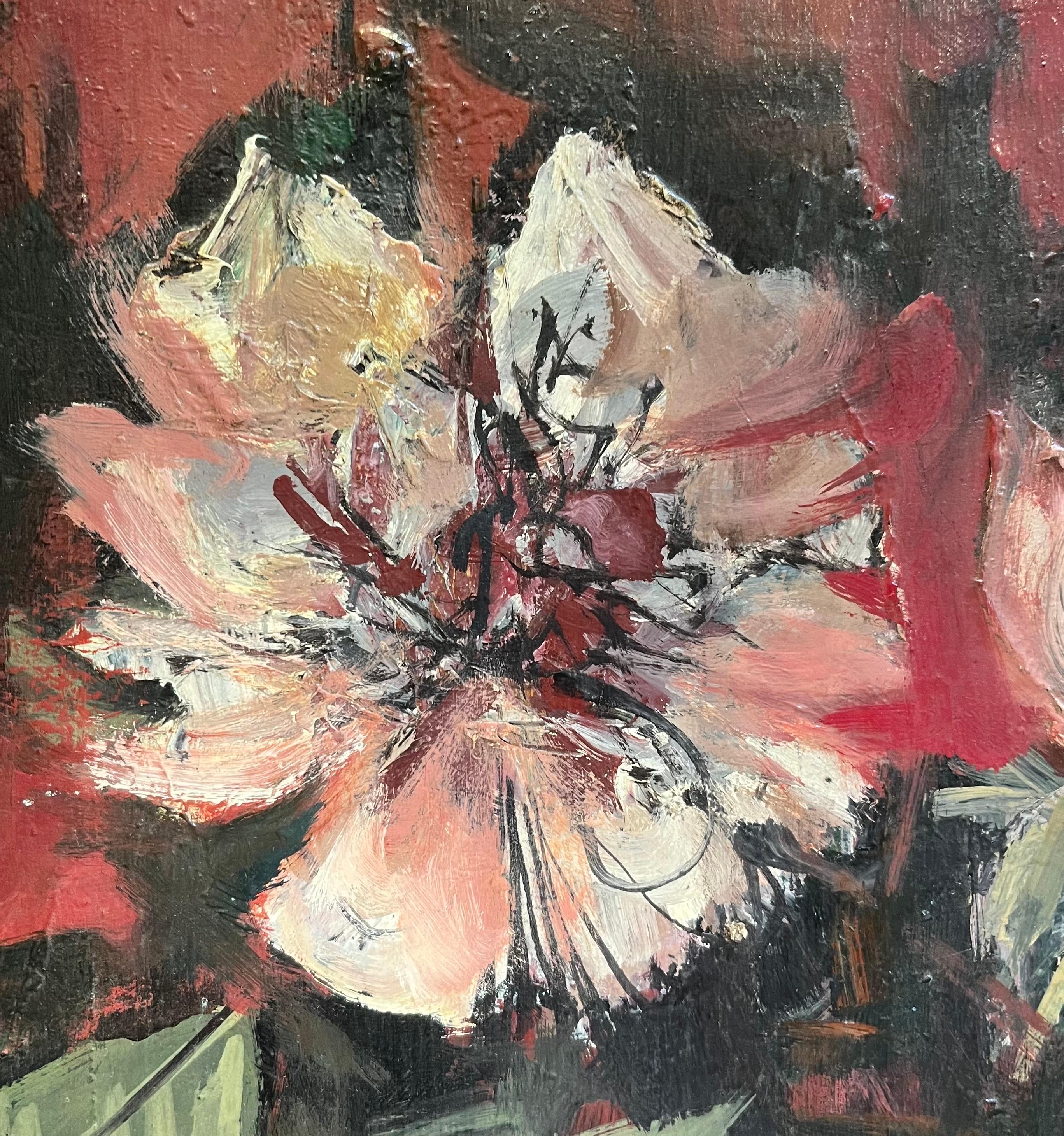 Flores en un vaso de Frank Chabry - Óleo sobre lienzo - 46x38 cm en venta 5