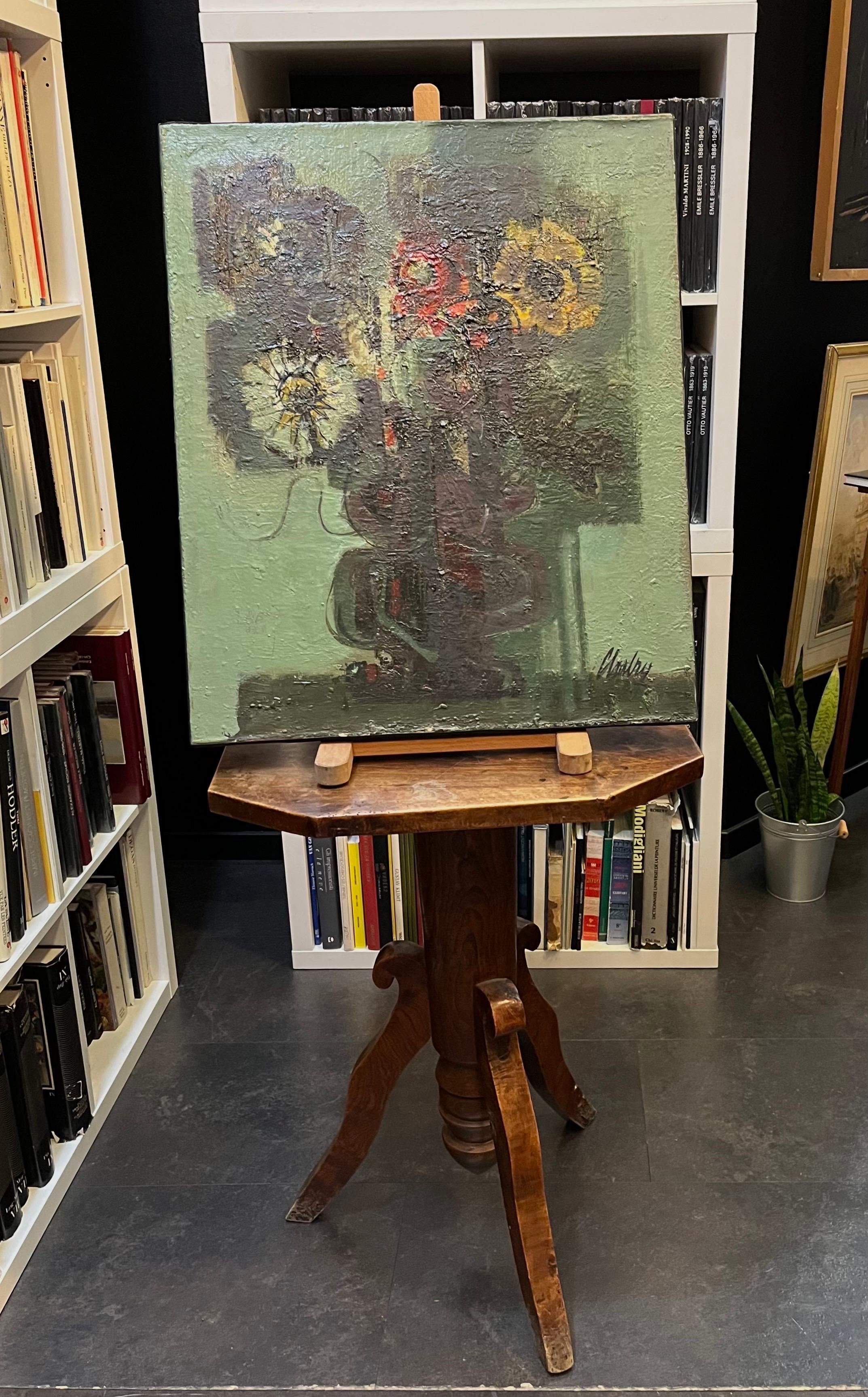 Blumen in einer Vase von Frank Chabry - Öl auf Leinwand 65.5x54,5 cm im Angebot 7