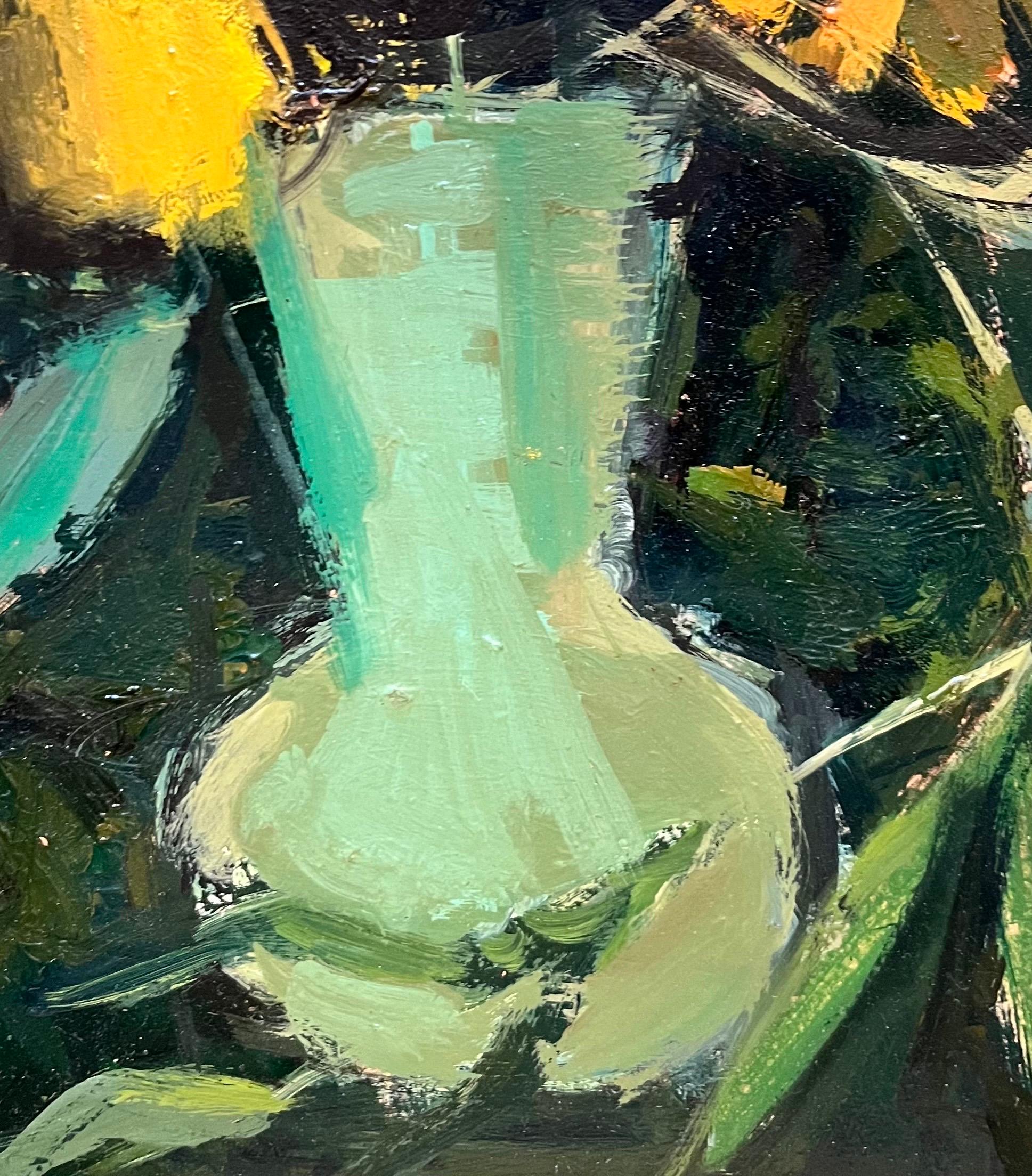 Blumen in einer Vase von Frank Chabry - Öl auf Masonit - 46x38 cm im Angebot 3