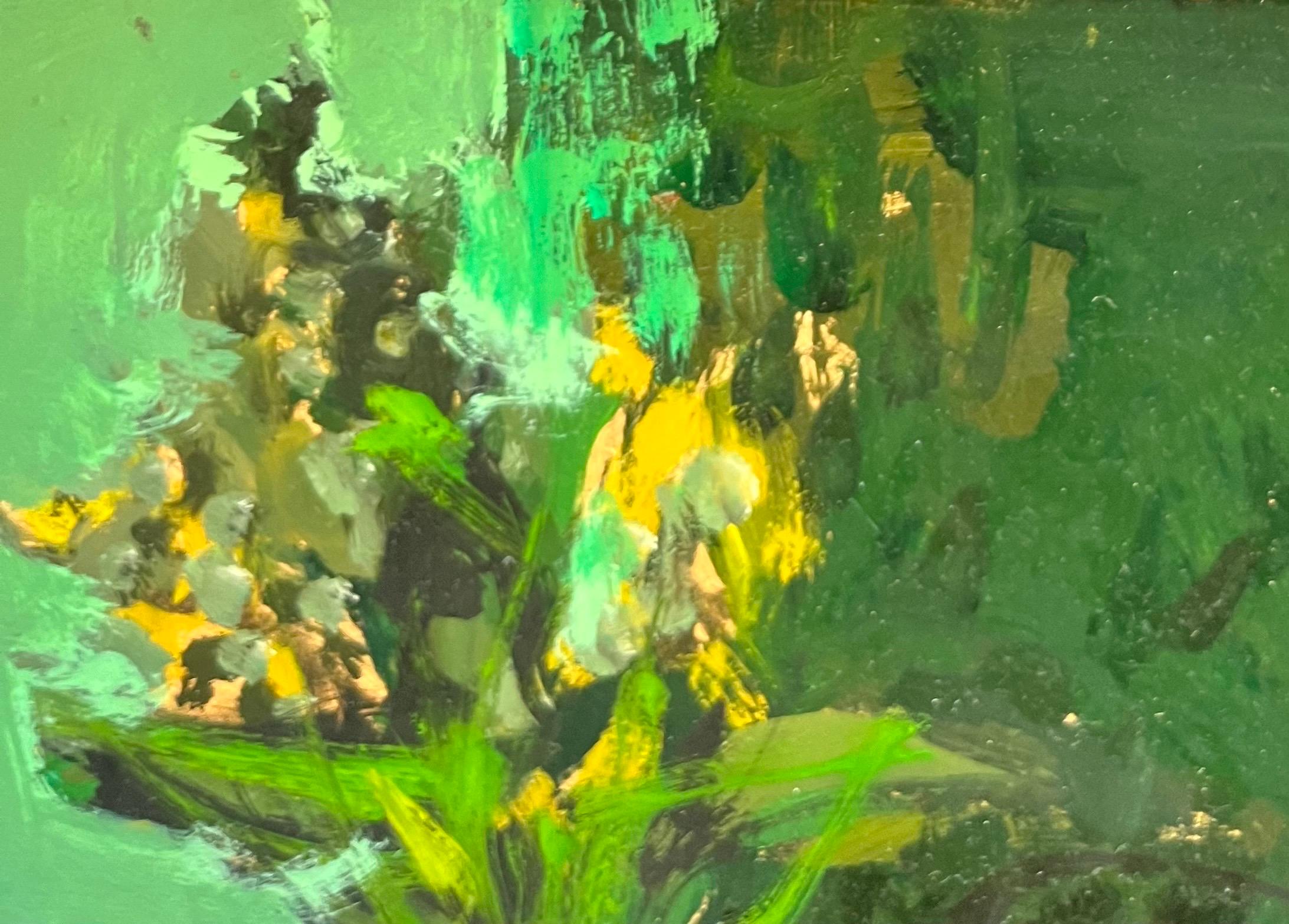 Blumen in einer Vase von Frank Chabry - Öl auf Masonit - 46x38 cm im Angebot 4