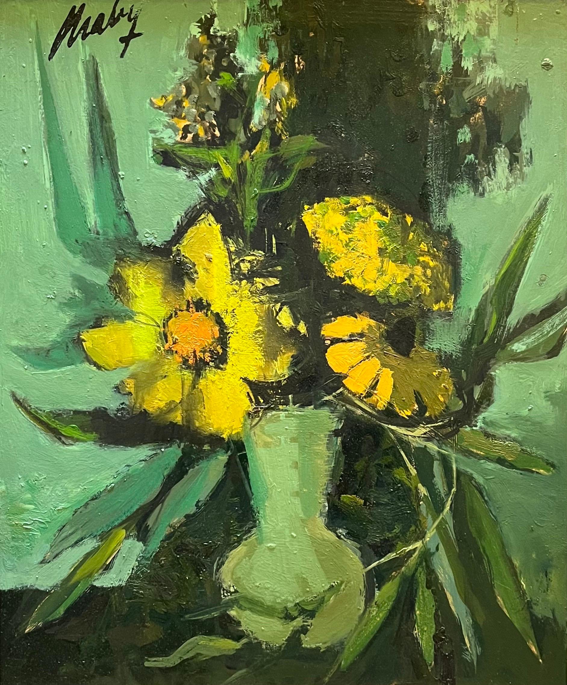 Blumen in einer Vase von Frank Chabry - Öl auf Masonit - 46x38 cm