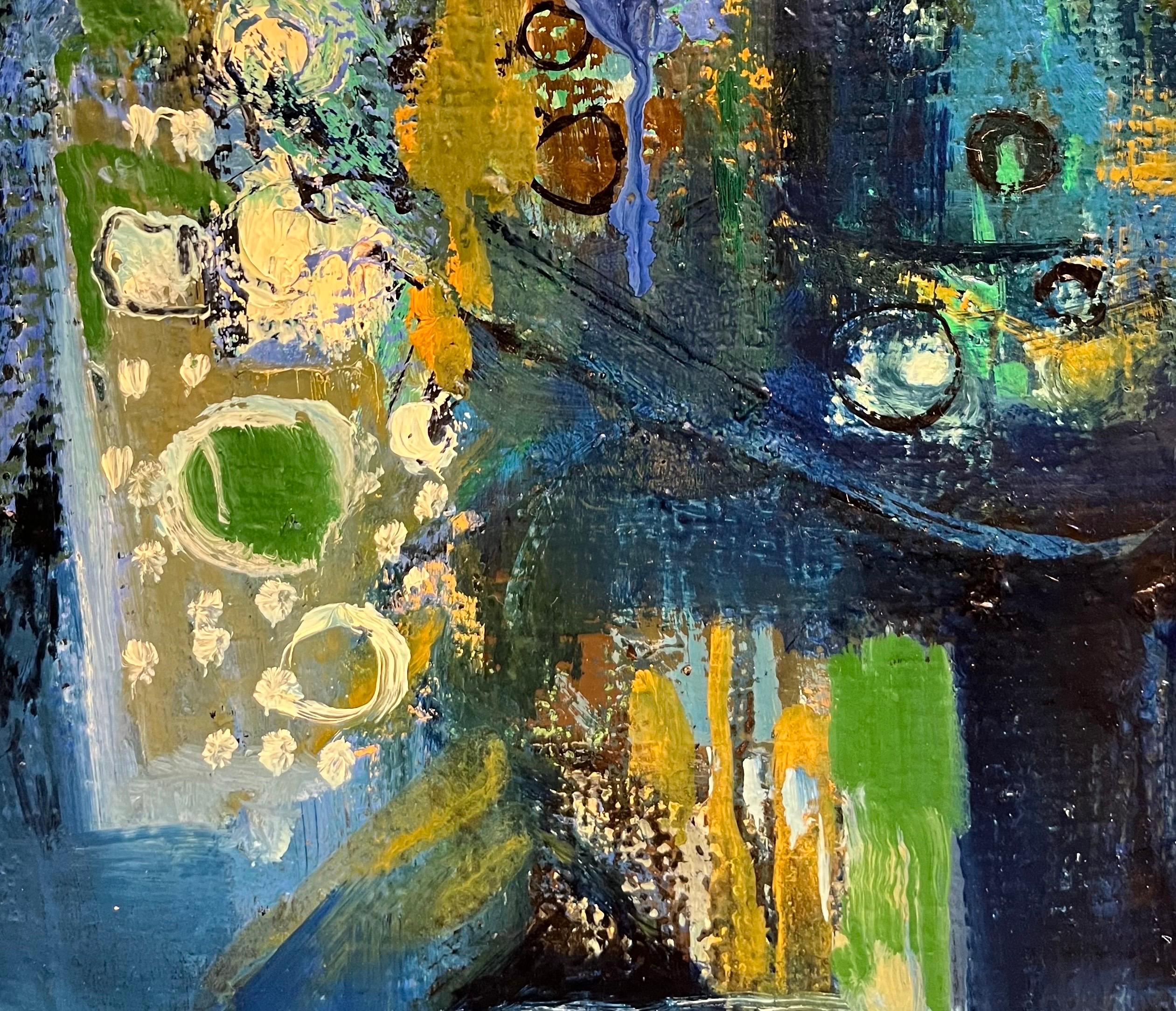 Signora in blu di Frank Chabry - Olio su tela 46x55 cm in vendita 3