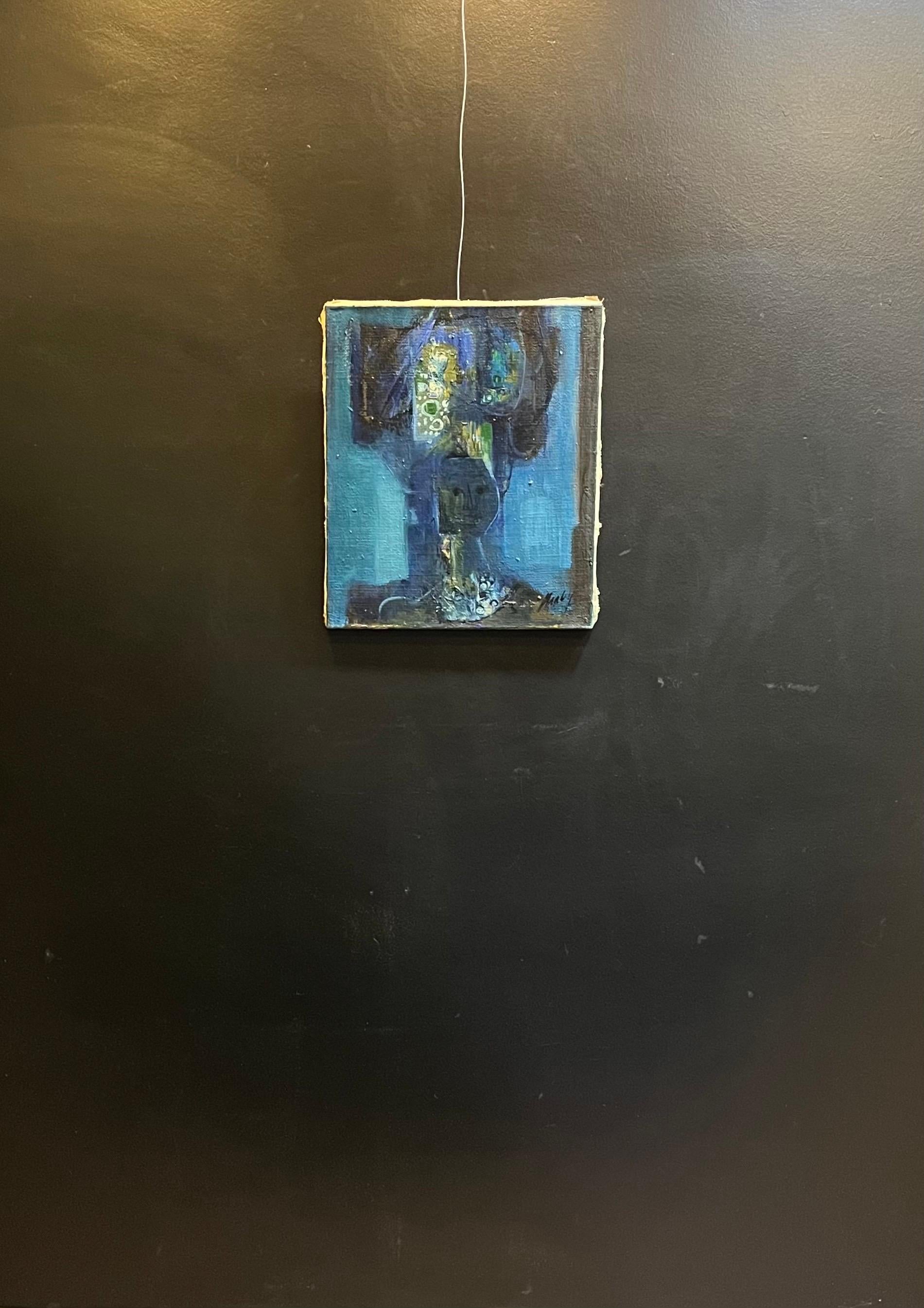 Signora in blu di Frank Chabry - Olio su tela 46x55 cm in vendita 7