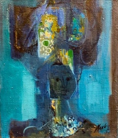 Lady in Blue de Frank Chabry - Huile sur toile 46x55 cm