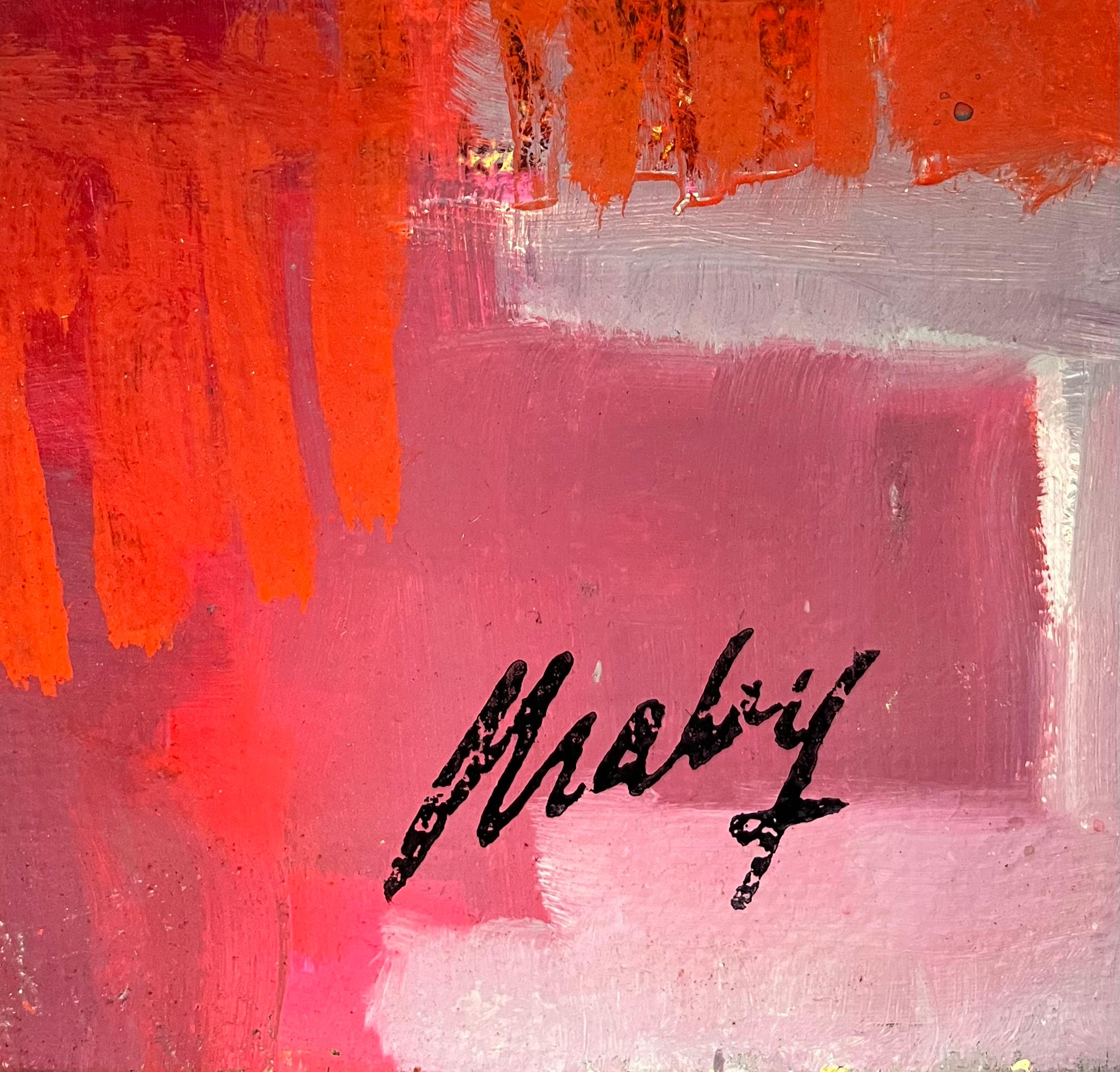 Bodegón rosa de Frank Chabry - Óleo sobre lienzo 54x65 cm en venta 2