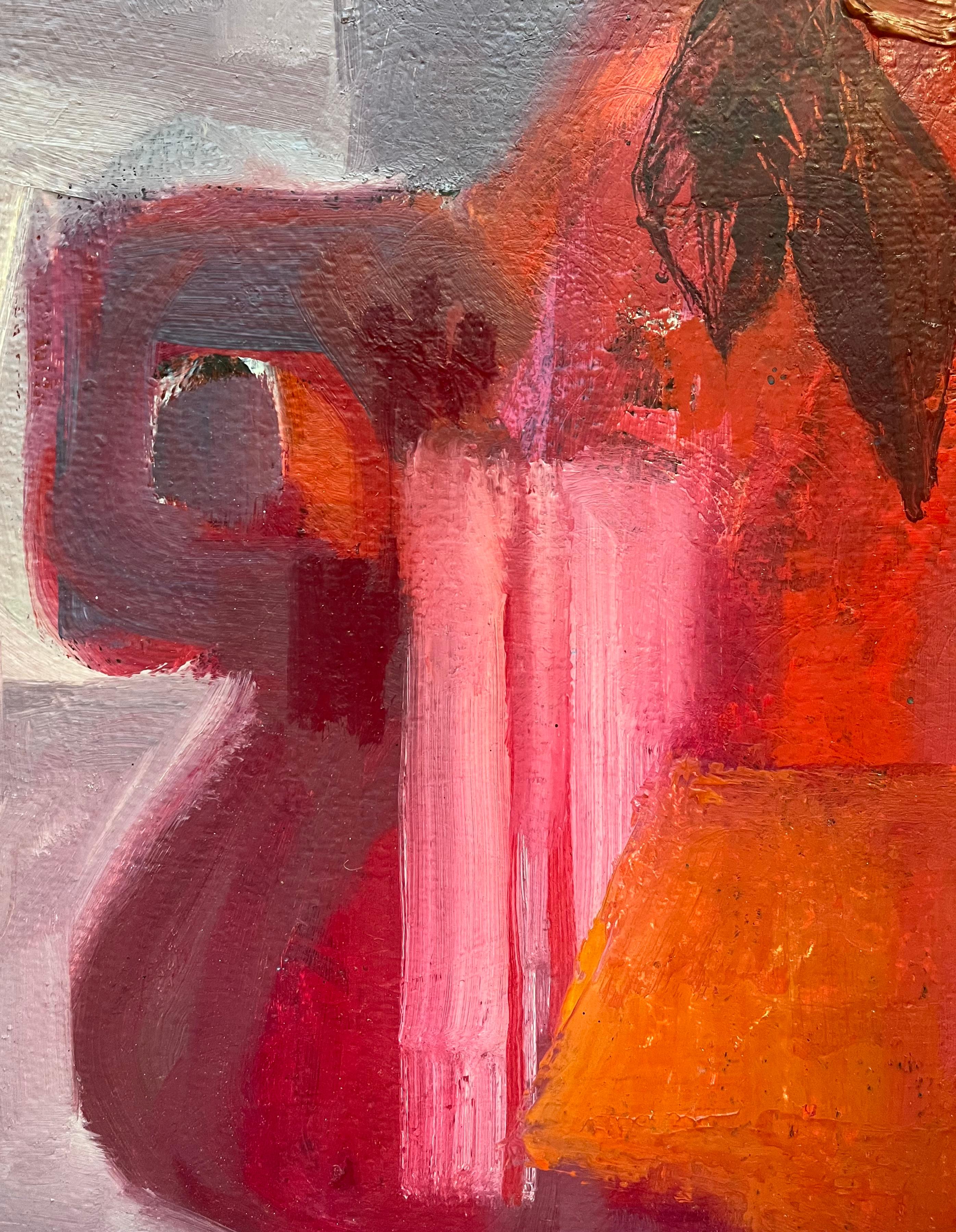 Bodegón rosa de Frank Chabry - Óleo sobre lienzo 54x65 cm en venta 3