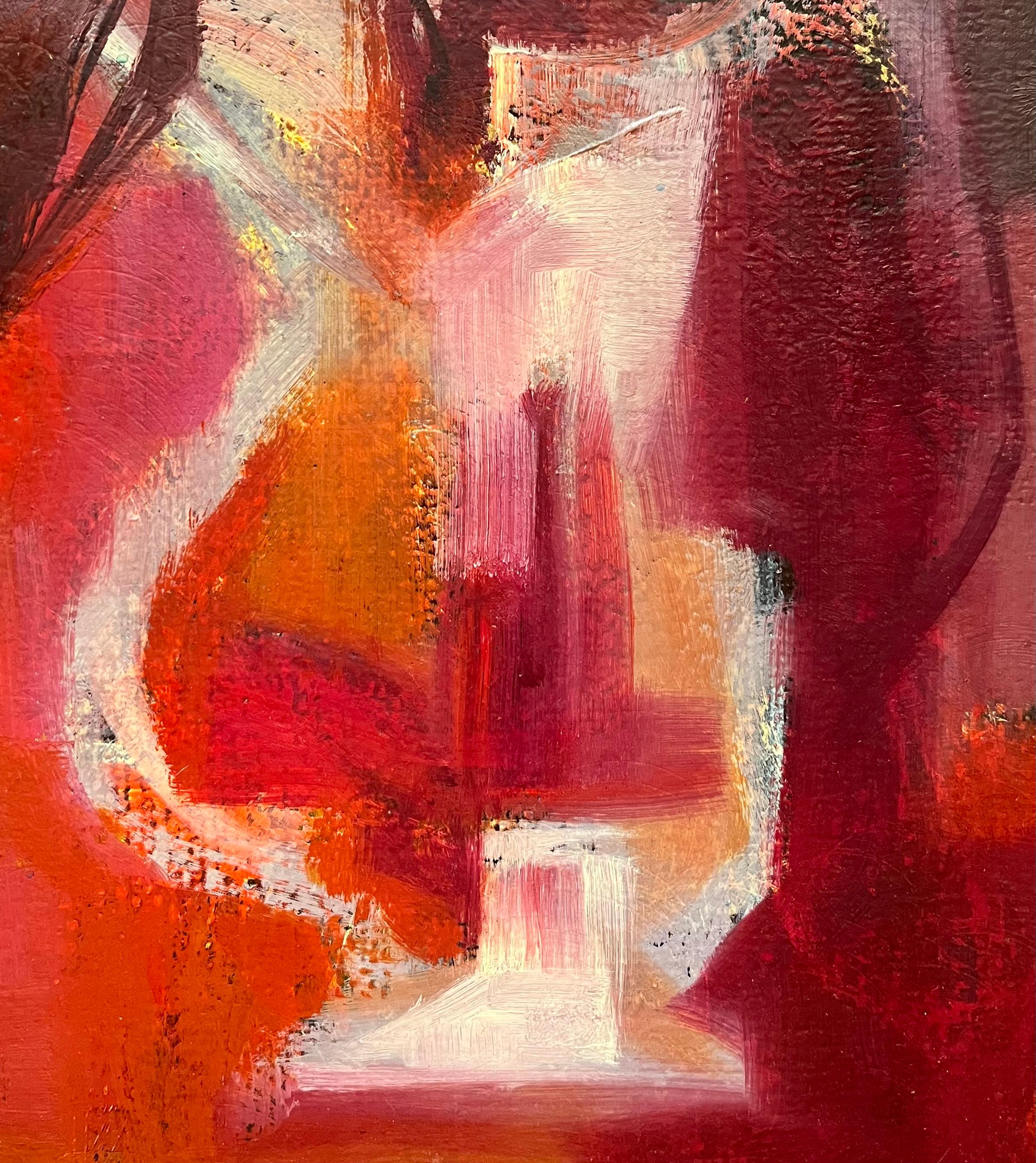 Bodegón rosa de Frank Chabry - Óleo sobre lienzo 54x65 cm en venta 4