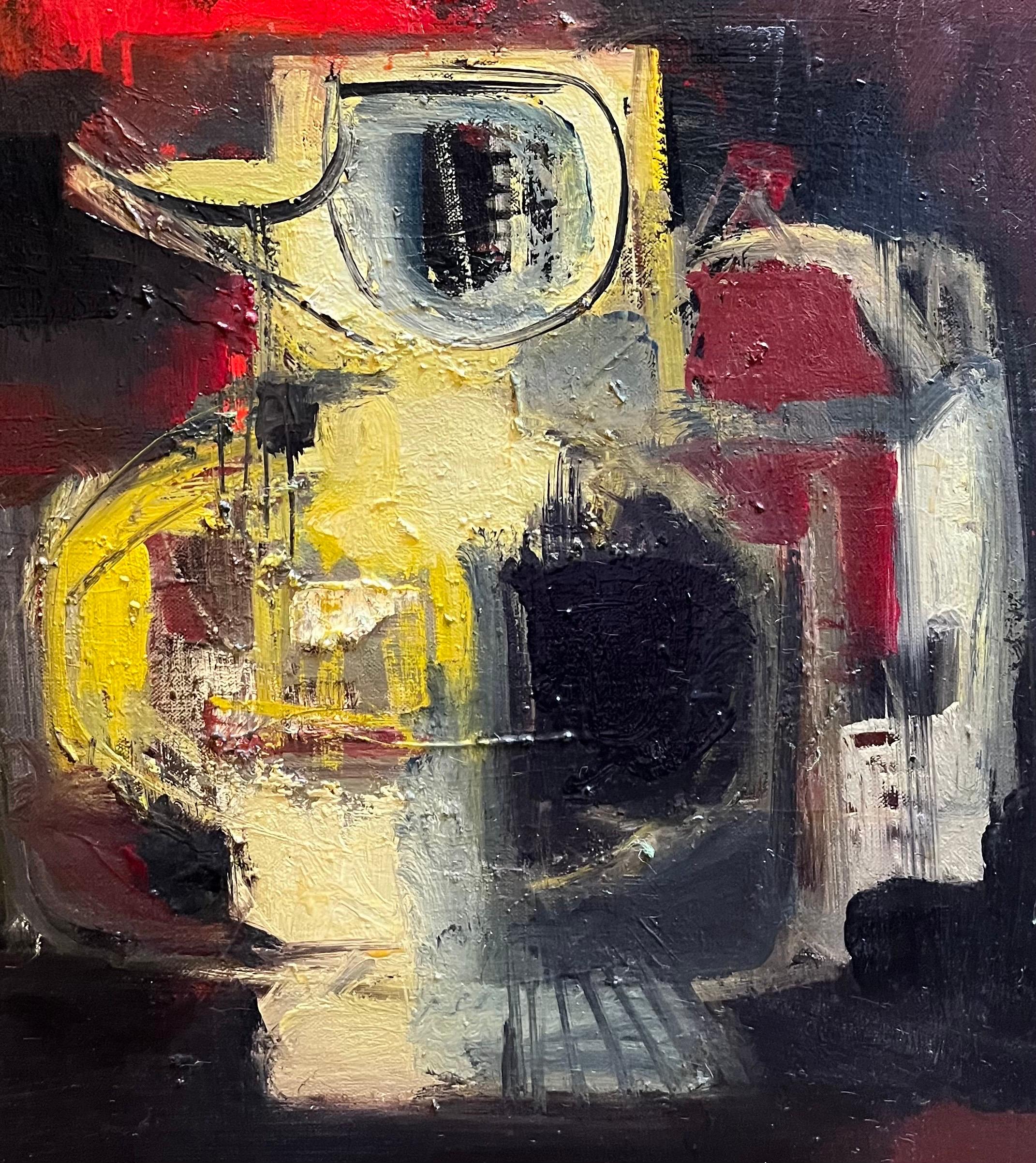 Bodegón rojo de Frank Chabry - Óleo sobre lienzo 66x81 cm en venta 5