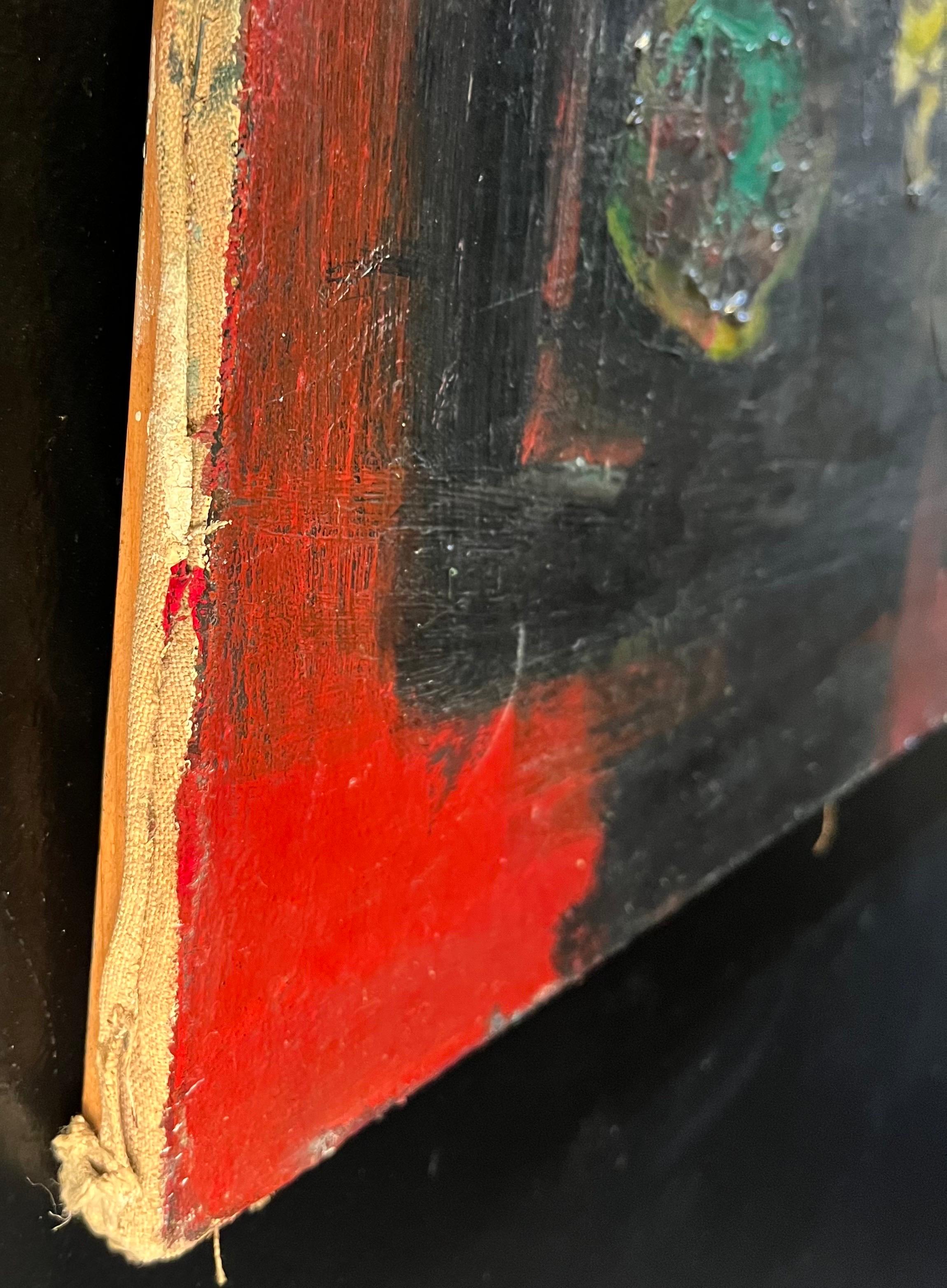 Bodegón rojo de Frank Chabry - Óleo sobre lienzo 66x81 cm en venta 8