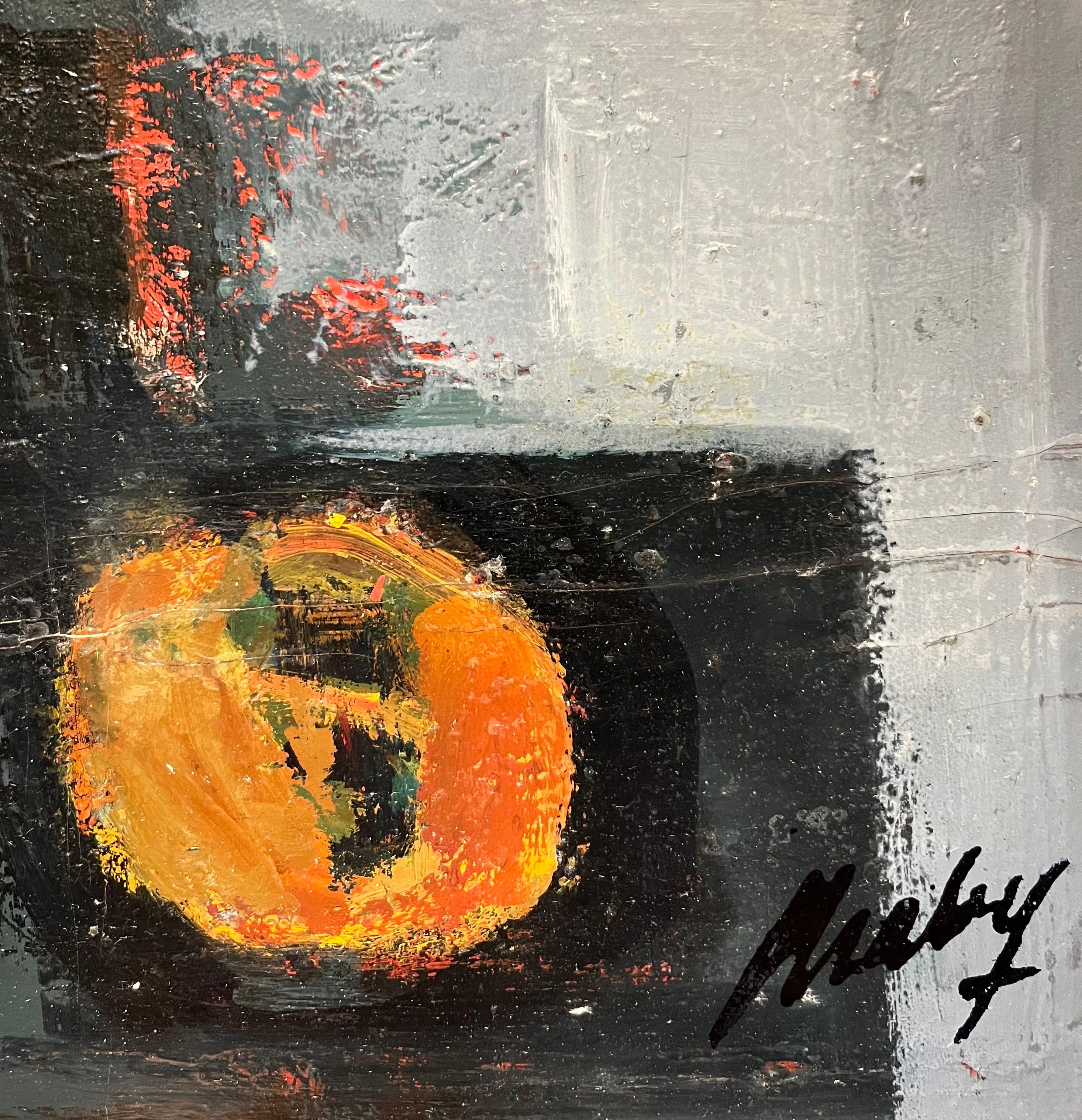 Bodegón con flores rojas de Frank Chabry - Óleo sobre lienzo 65x54 cm en venta 1