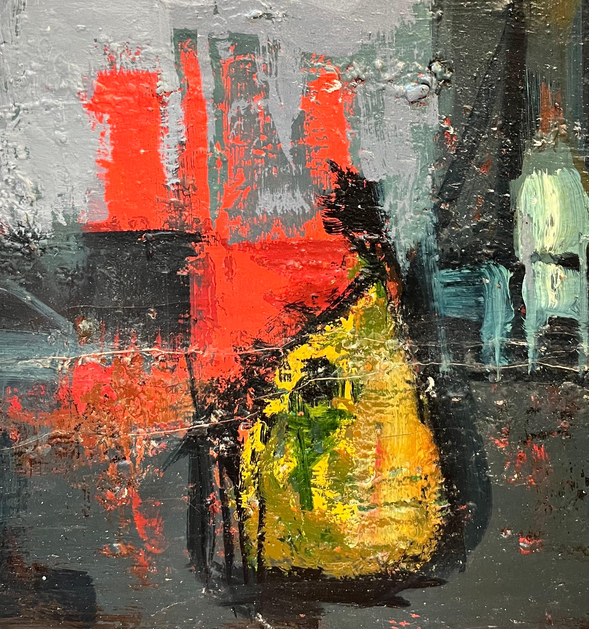 Bodegón con flores rojas de Frank Chabry - Óleo sobre lienzo 65x54 cm en venta 4
