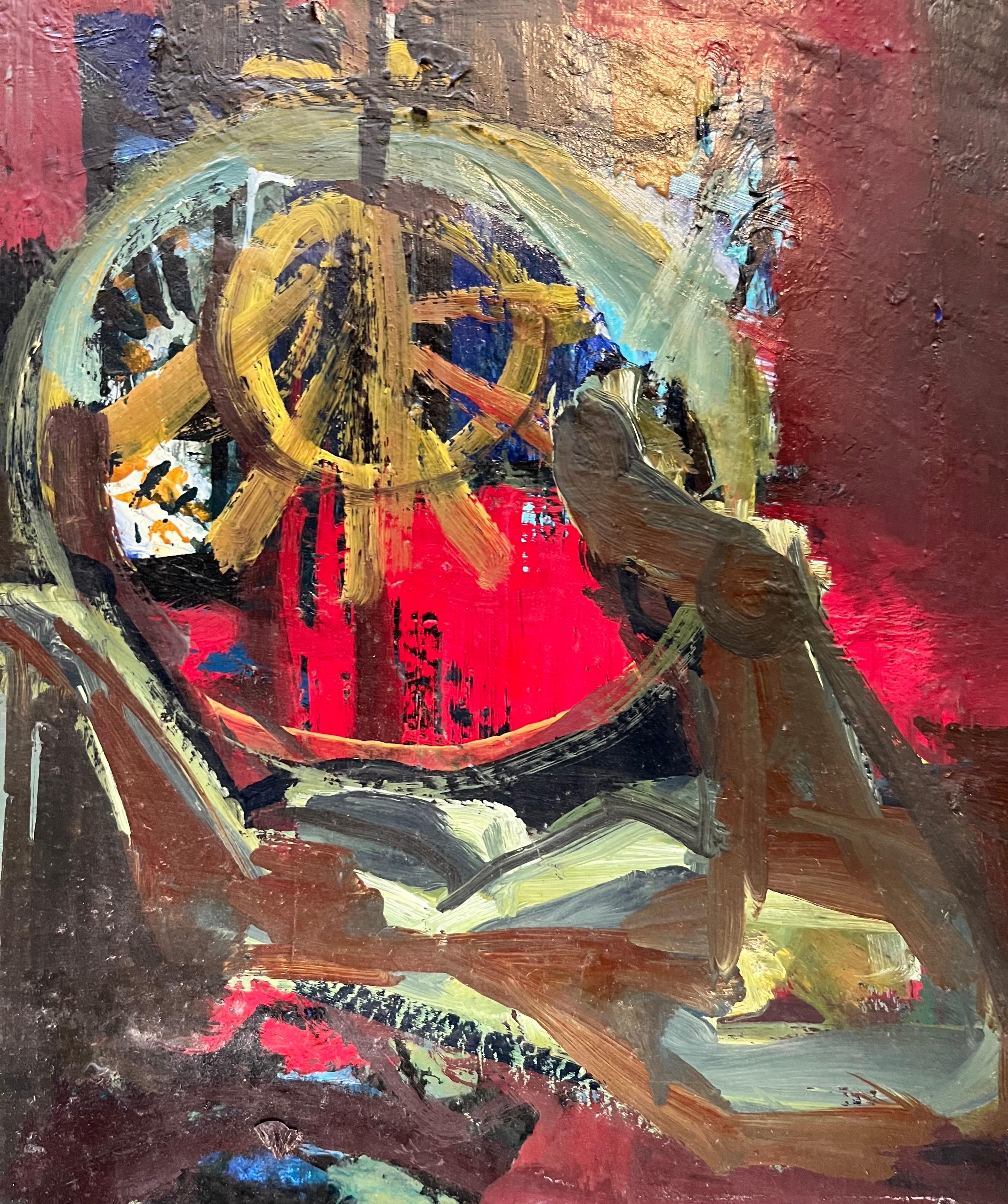 L'Iniziato di Frank Chabry - Olio su tela 65,5x50,5 cm in vendita 5