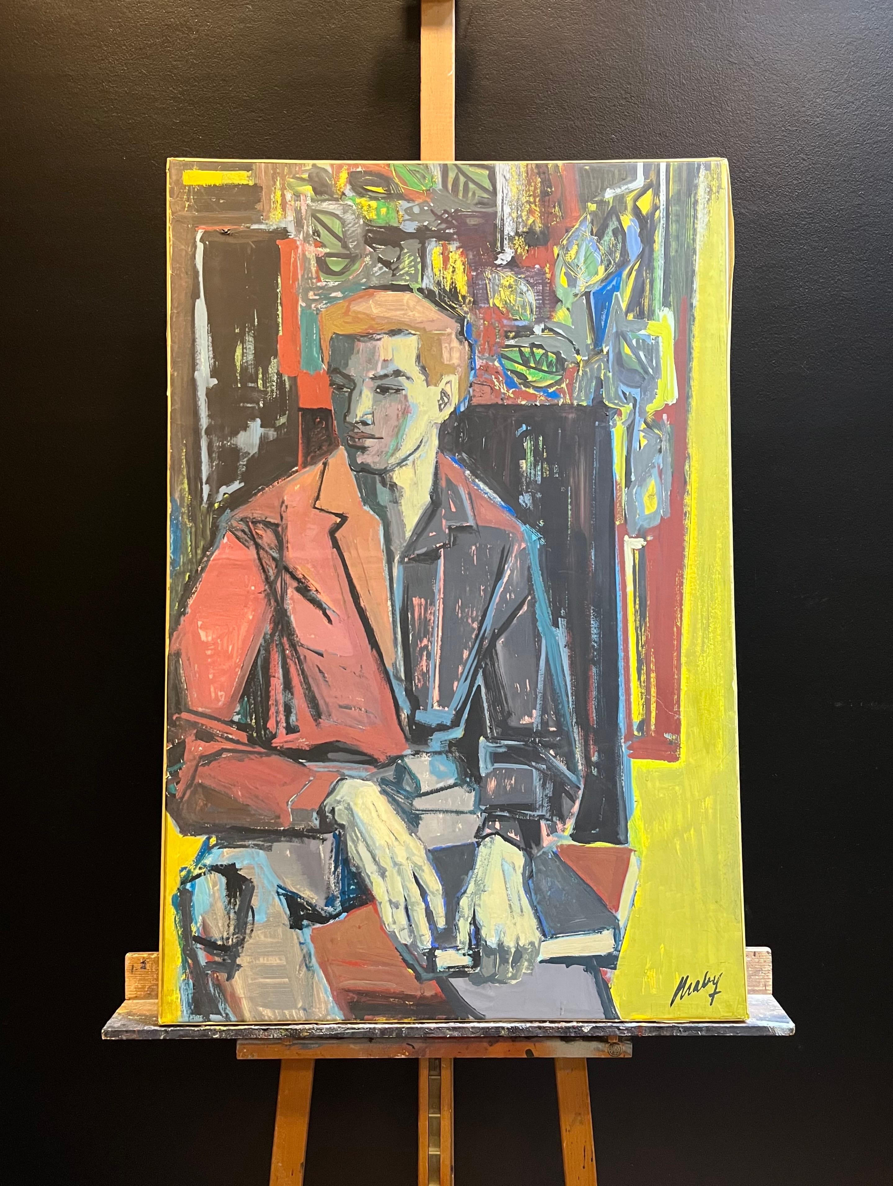„Der Student“ von Frank Chabry – Öl auf Leinwand/Bücher 102x68 cm im Angebot 6