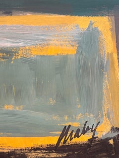 "Yellow Flowers" by Frank Chabry - Oil on Canvas/Paper 98x68 cm